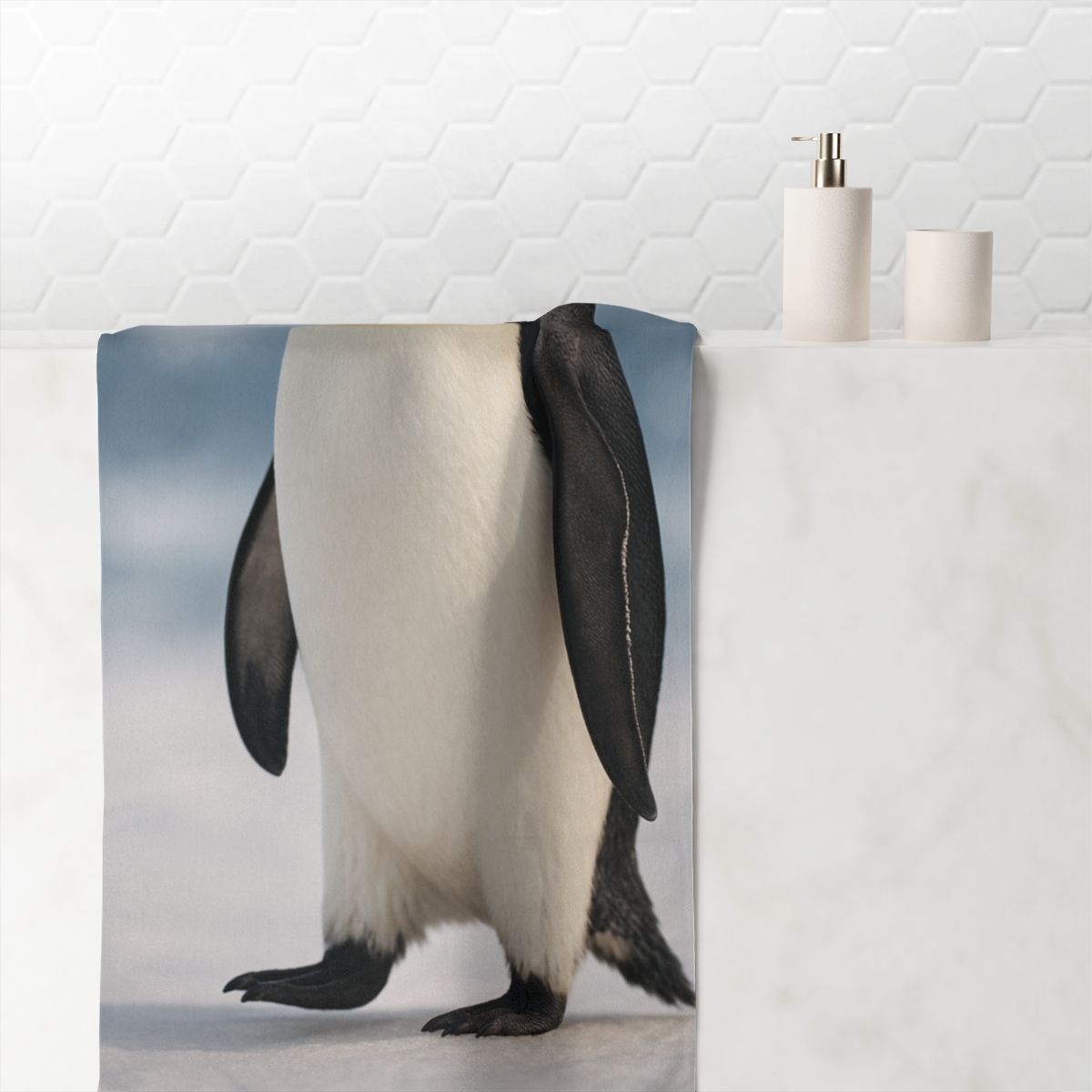 Ice March Emperor Penguin designer printed towels