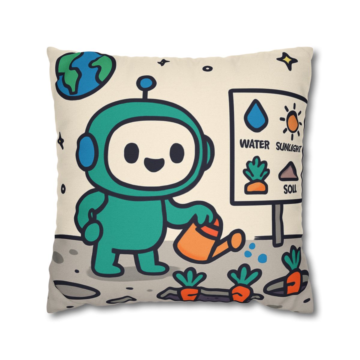 Moon Garden Robot Growing Crater Carrots unique gift pillow cases