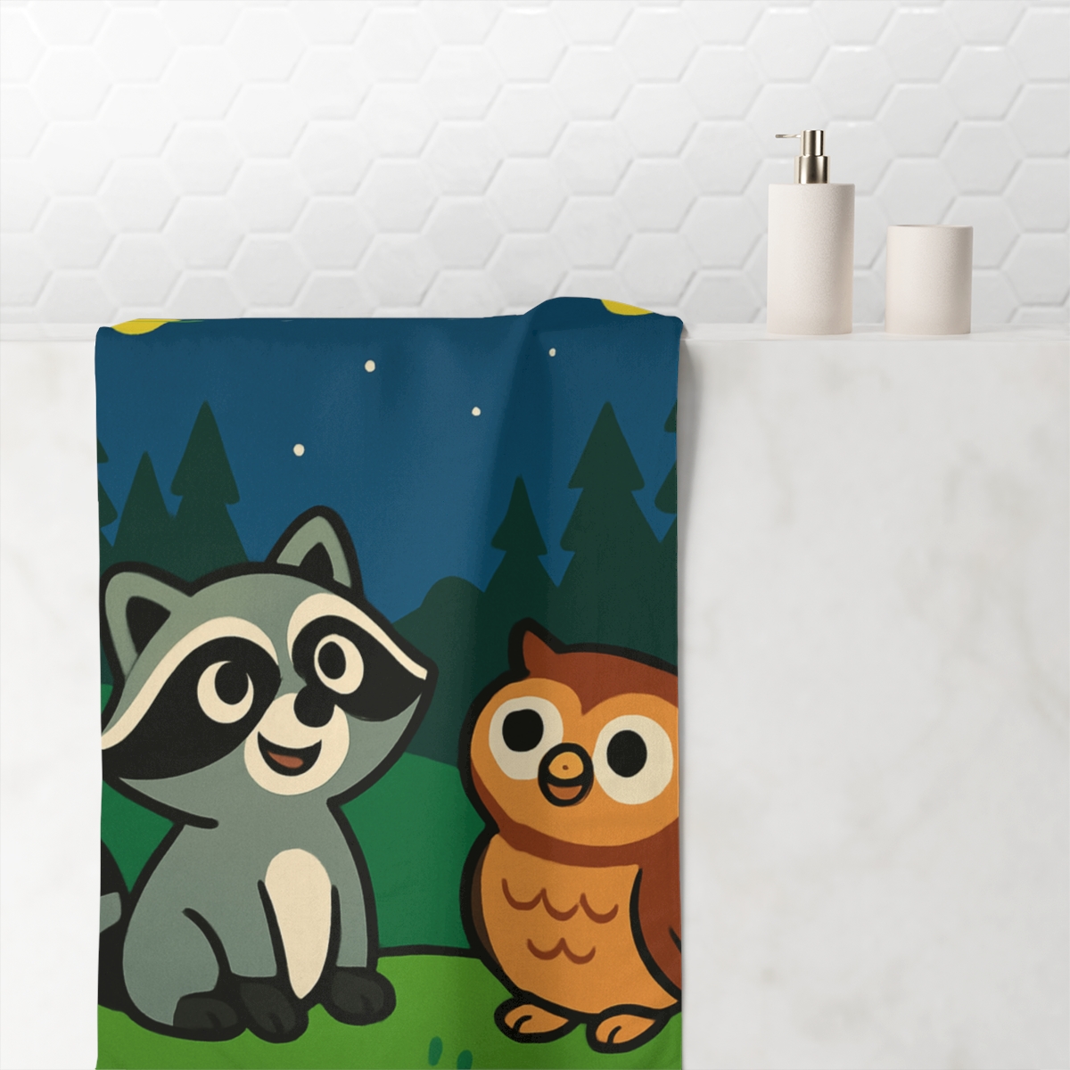 Cosmic Forest Fireflies custom towels