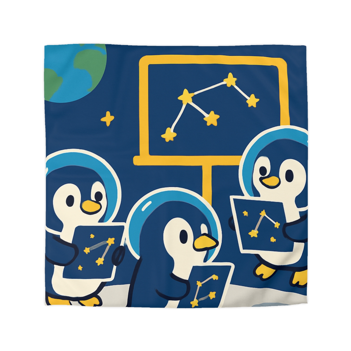Space School For Curious Penguins soft comforter duvets