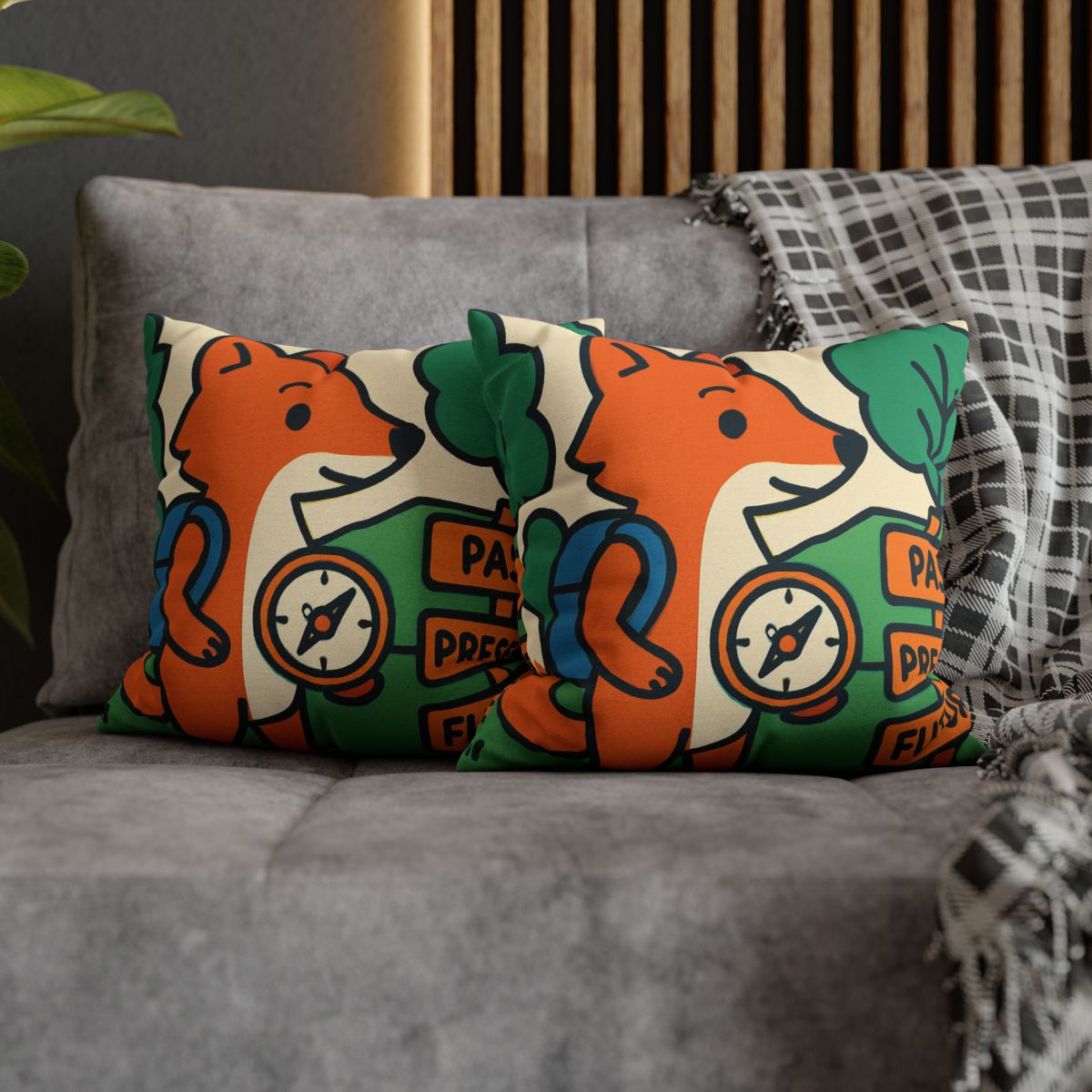 Time Traveling Forest Fox trendy patterned pillow cases