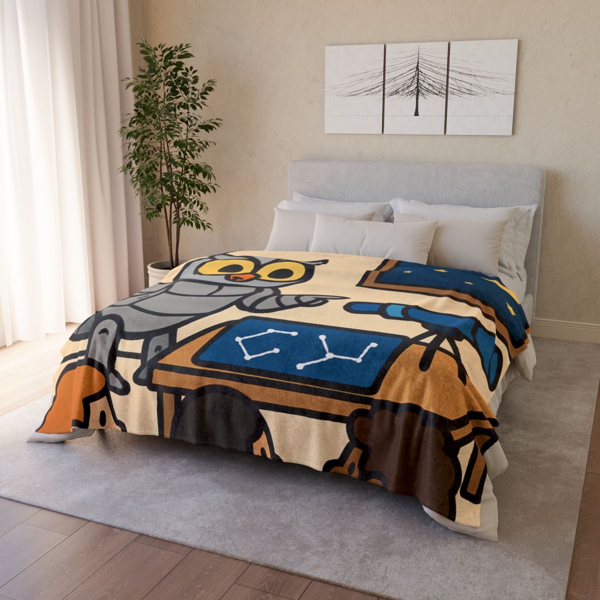 Robot Owl Telescope Workshop warm winter blankets