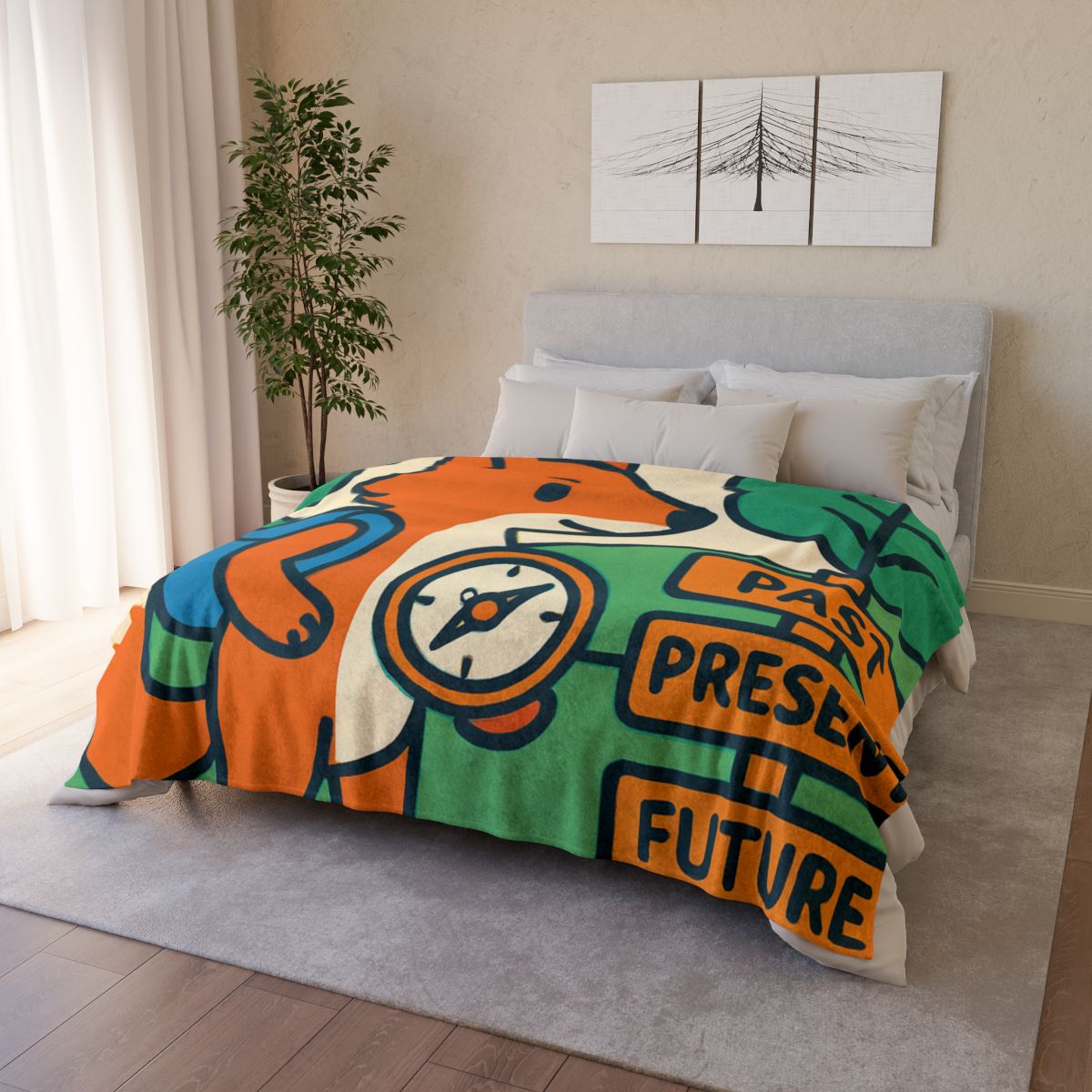 Time Traveling Forest Fox decorative home blankets