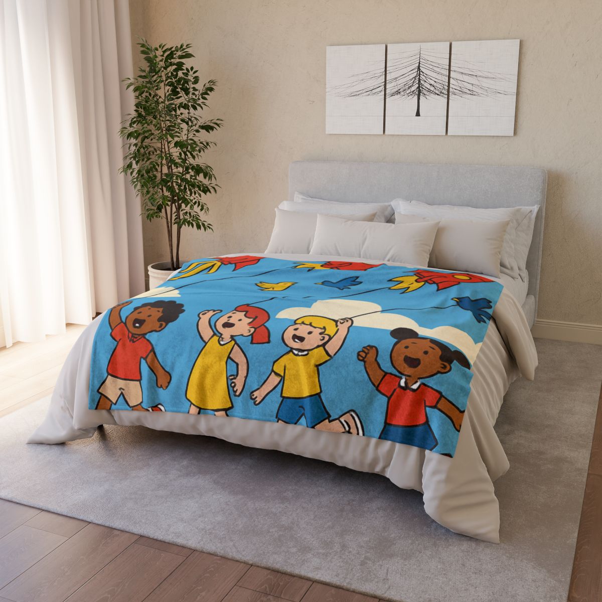 Rocket Kite Race trendy patterned blankets