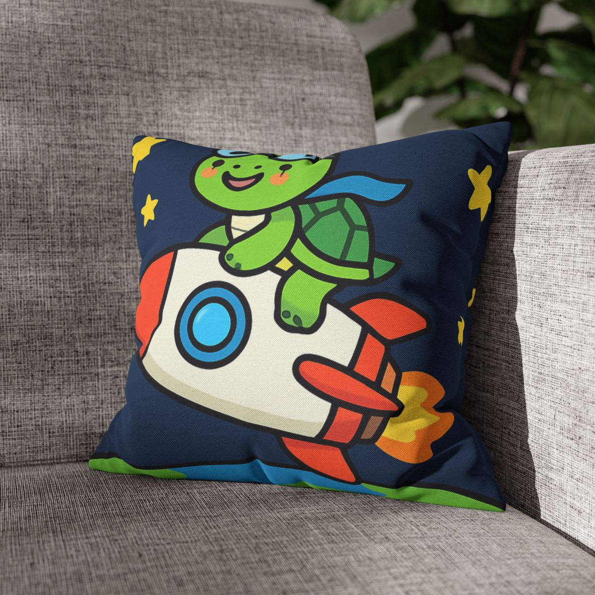 Rocket Riding Turtle To The Moon custom pillow cases