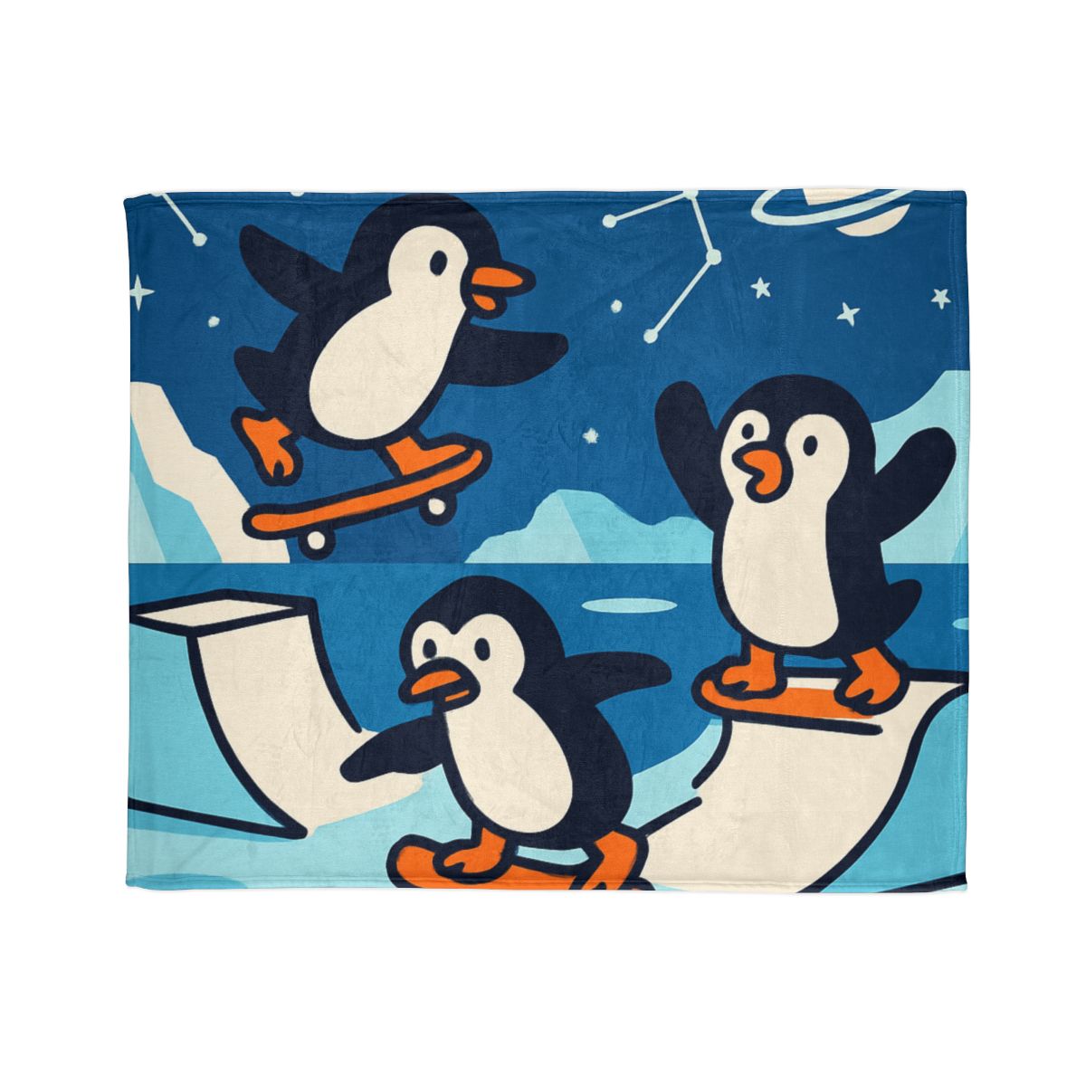 Galaxy Skate Park Penguins decorative home blankets