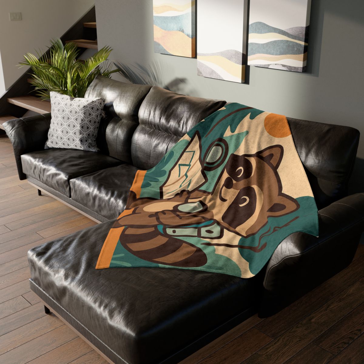 Robot Ranger Raccoon personalized cozy blankets
