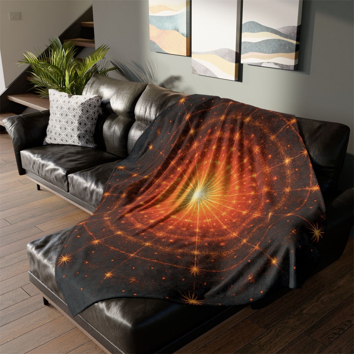 Photon Burst Mandala designer printed blankets