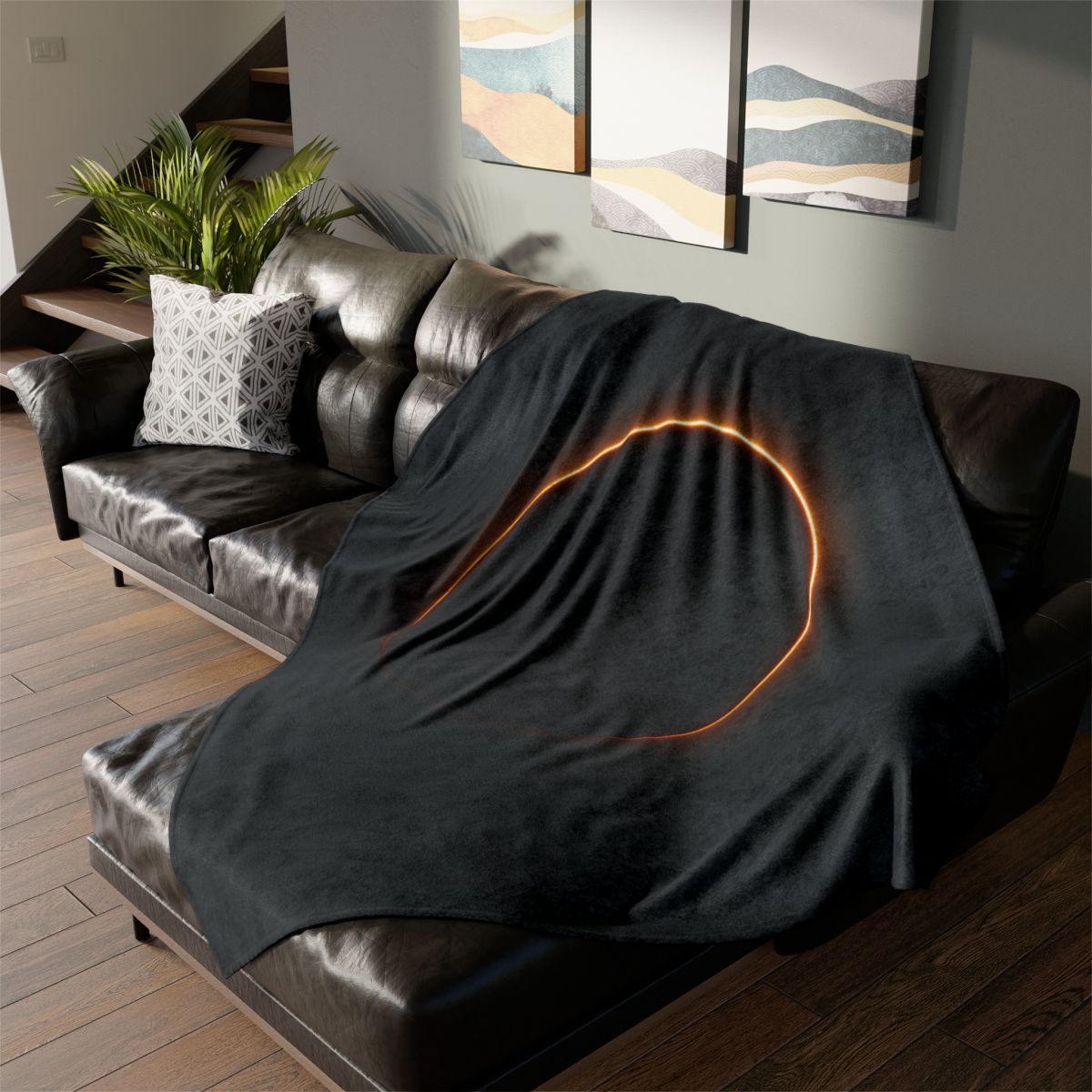 Void Horizon Silhouette Bloom stylish throw blankets