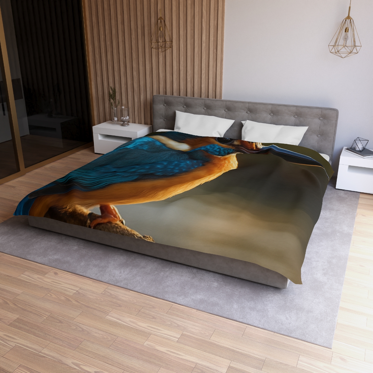 Azure Gaze Common Kingfisher designer printed duvets