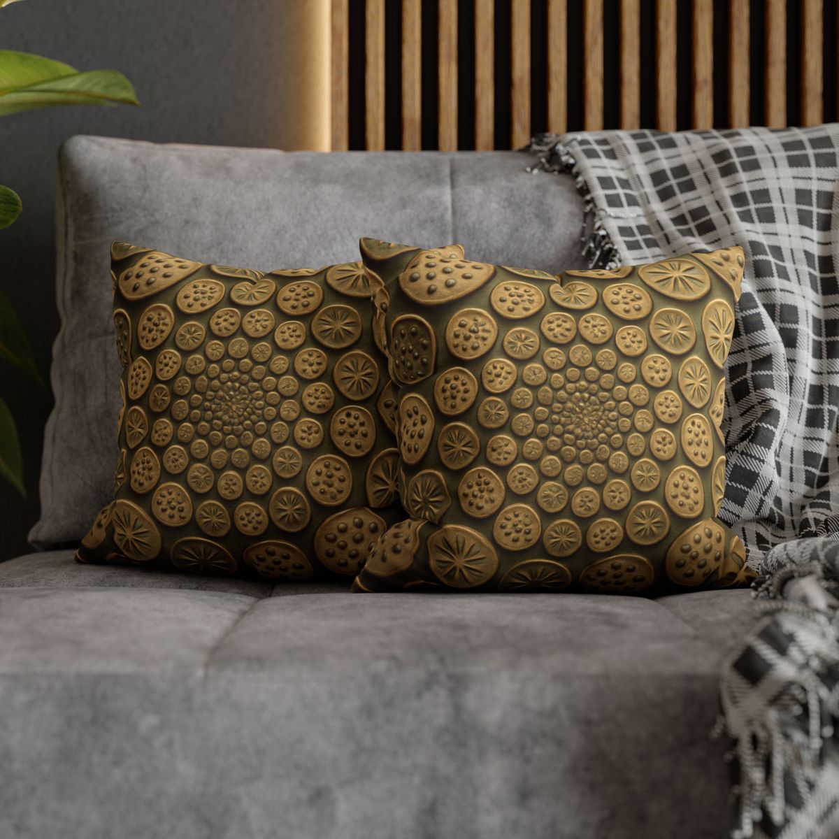 Seed Pod Micro Spiral Array designer print pillow cases