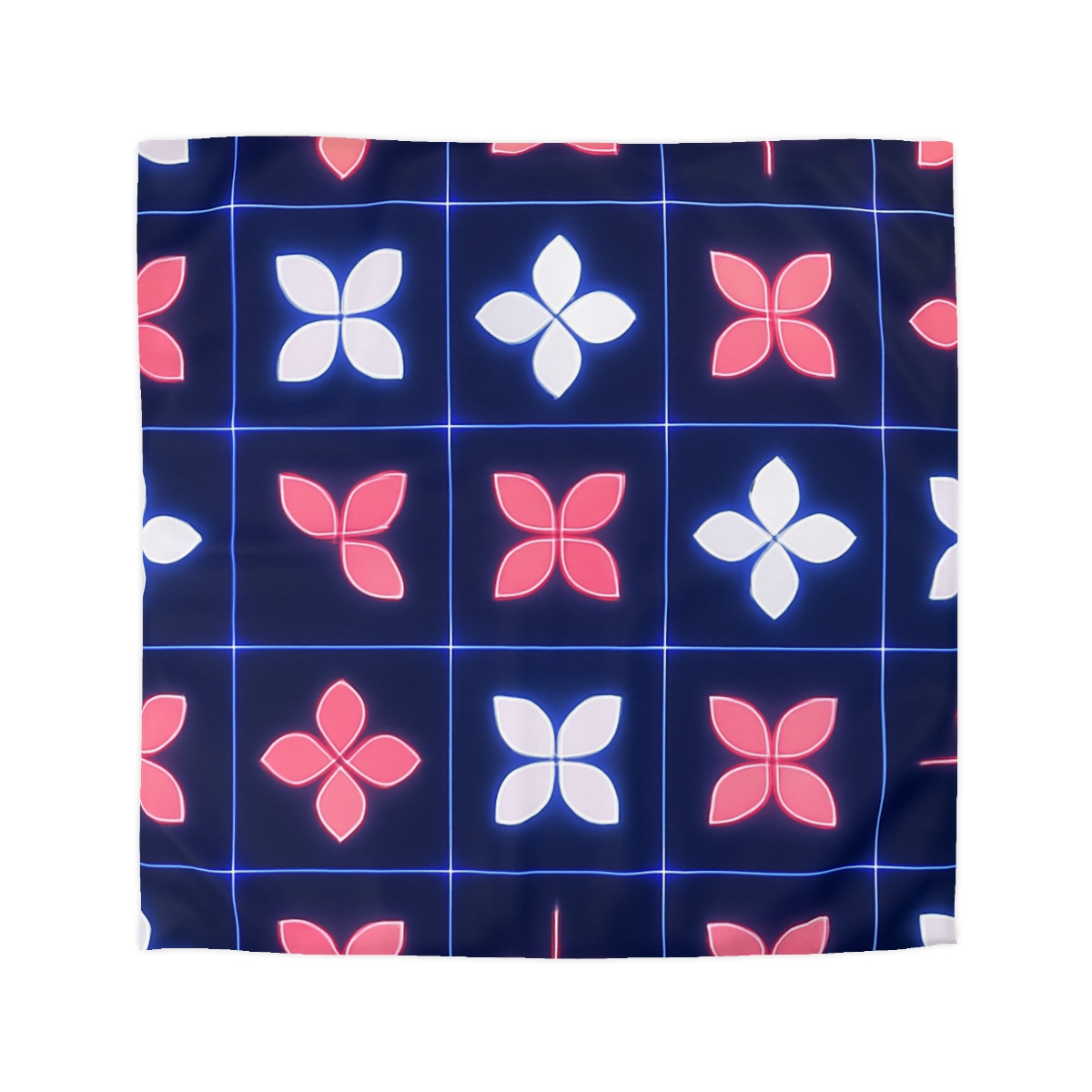 Quantum Blossom Grid designer printed duvets