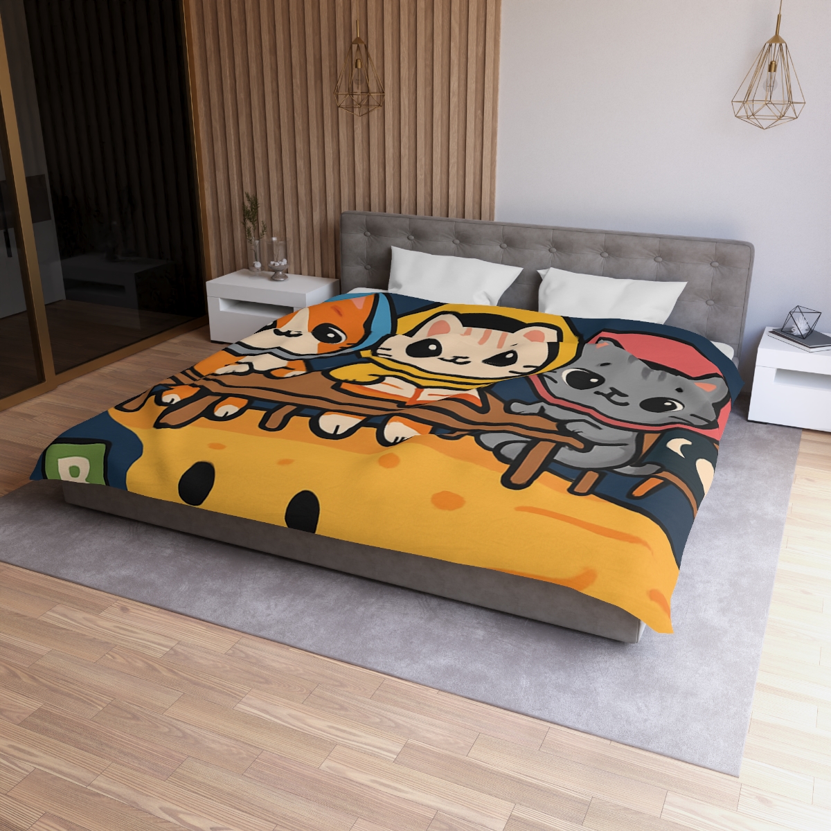 Comet Classroom With Curious Kittens custom duvets