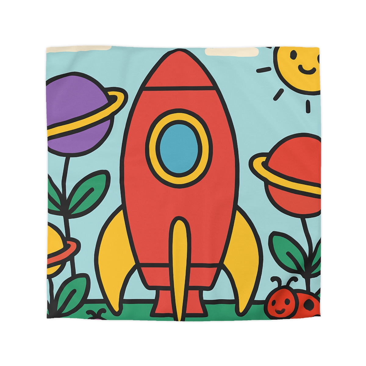 Rainbow Rocket Garden personalized bedding duvets