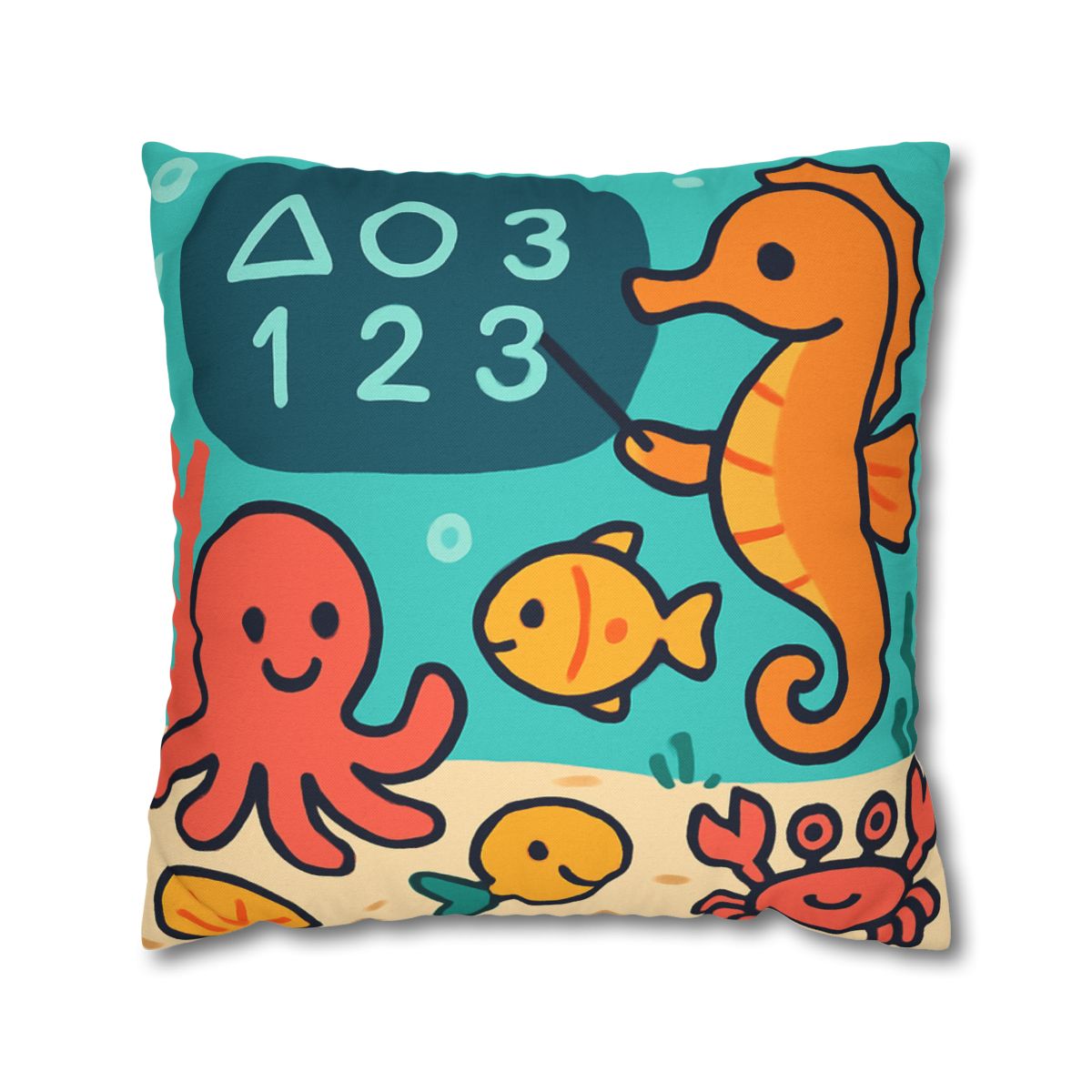 Coral Classroom With The Seahorse Teacher trendy patterned pillow cases