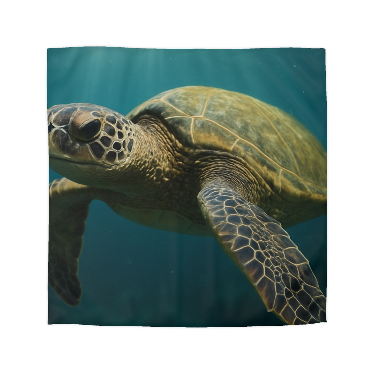 Glasswater Drift Green Sea Turtle designer printed duvets