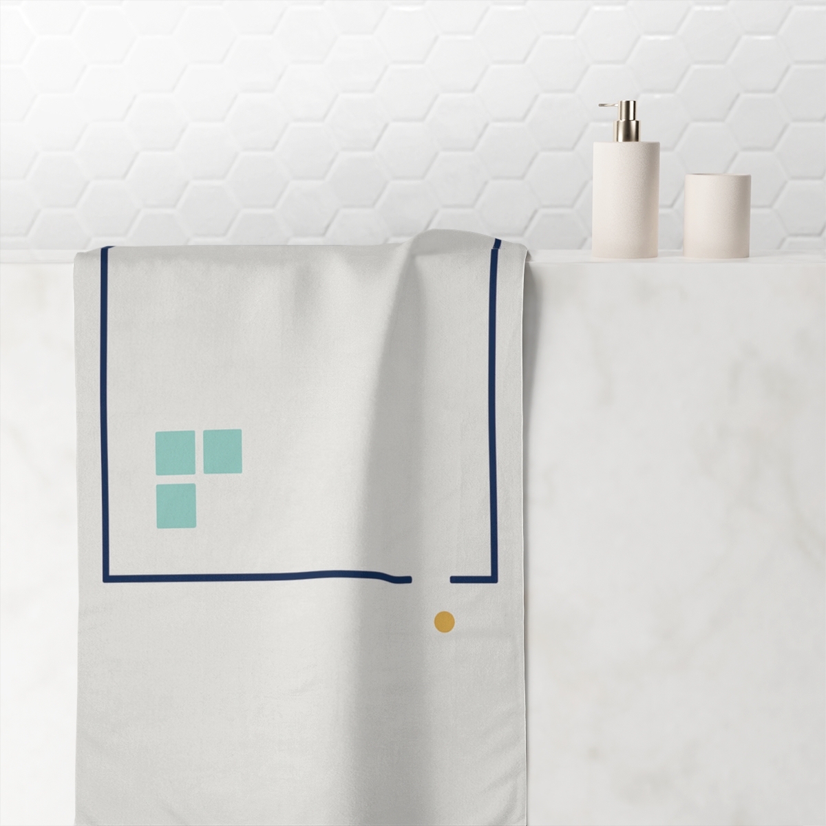 Quiet Frame With Missing Corner Grid designer printed towels