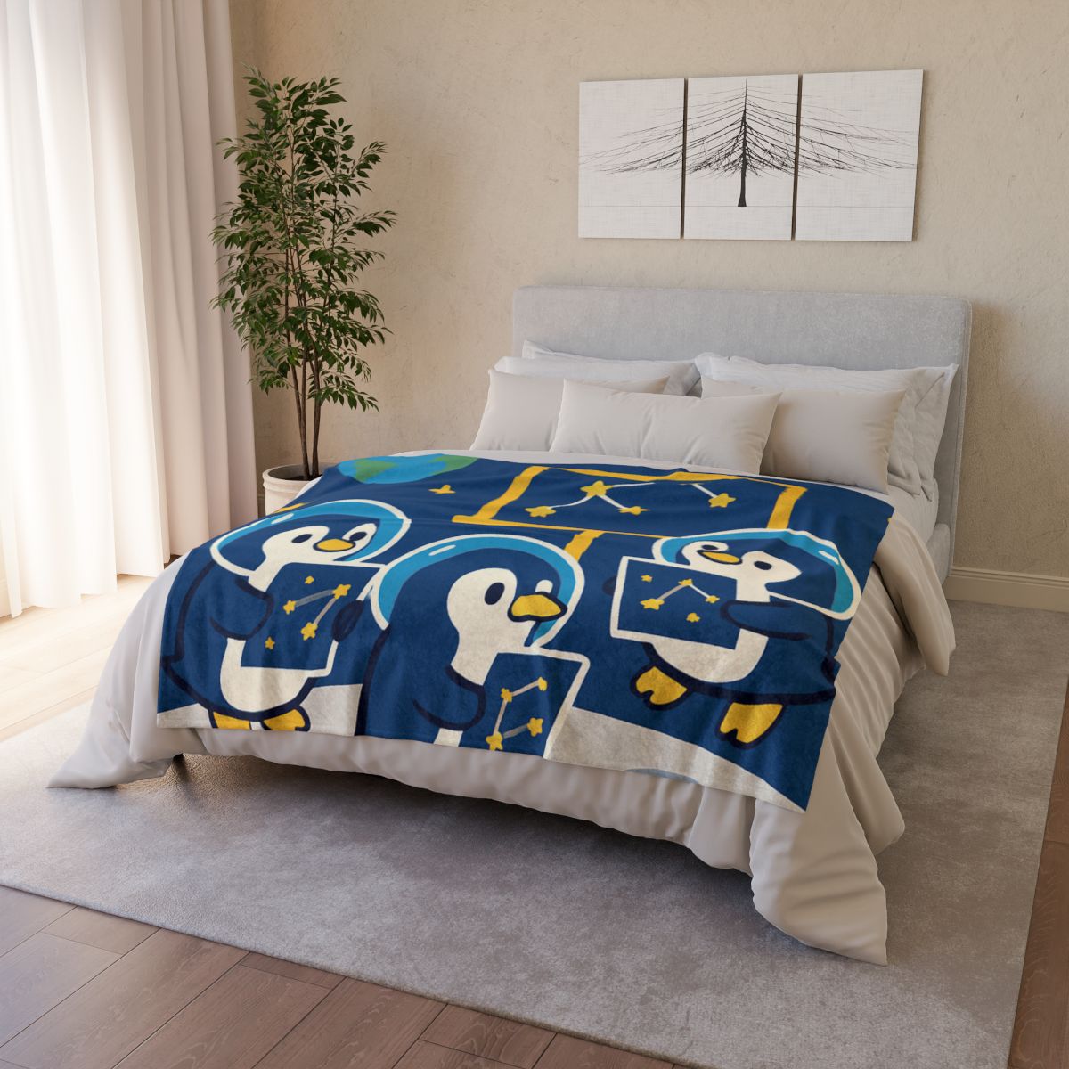 Space School For Curious Penguins unique gift blanketscustom blankets