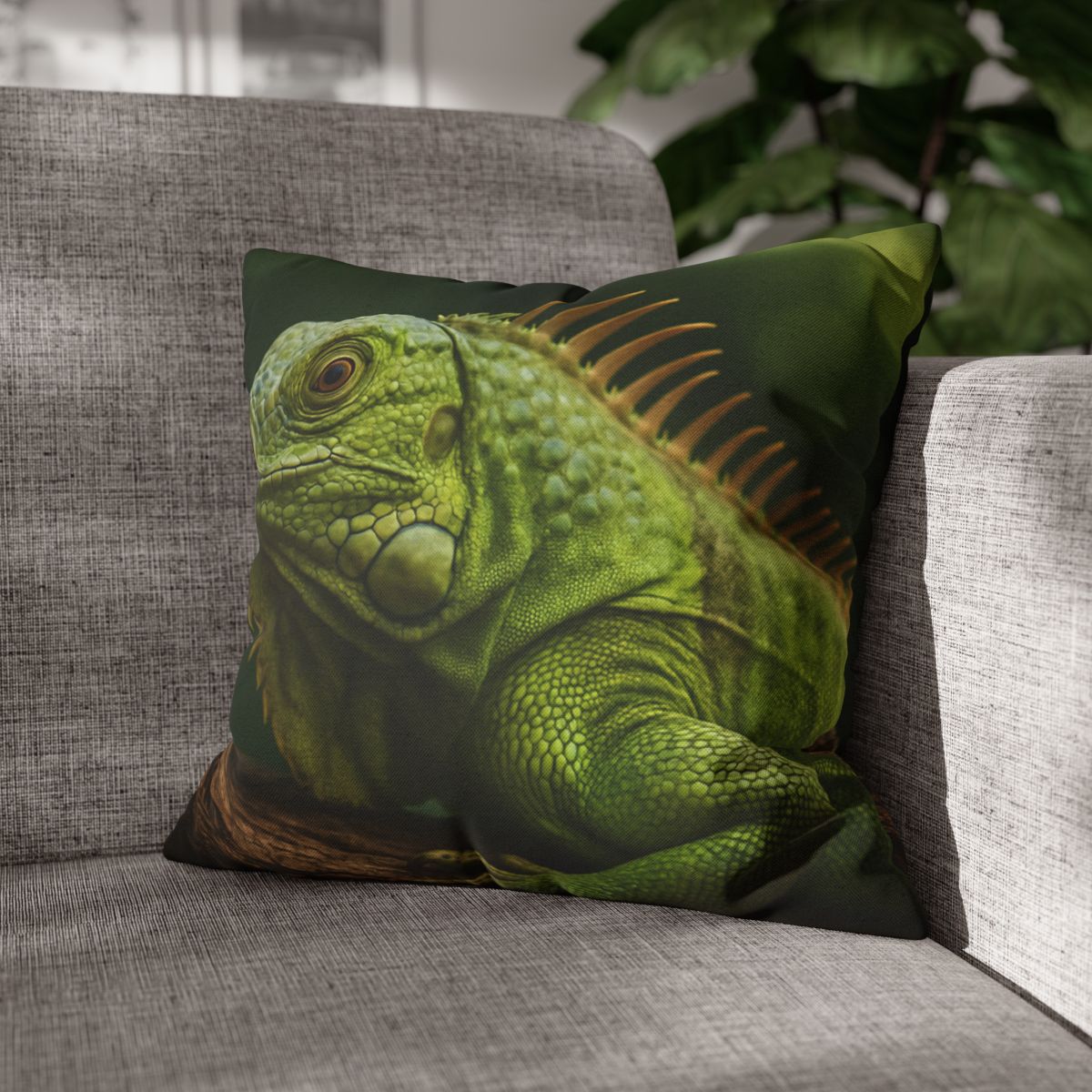 Verdant Gaze Green Iguana soft cotton pillow cases
