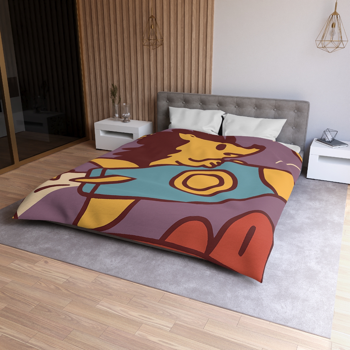 Rocket-Riding Hedgehog personalized bedding duvets