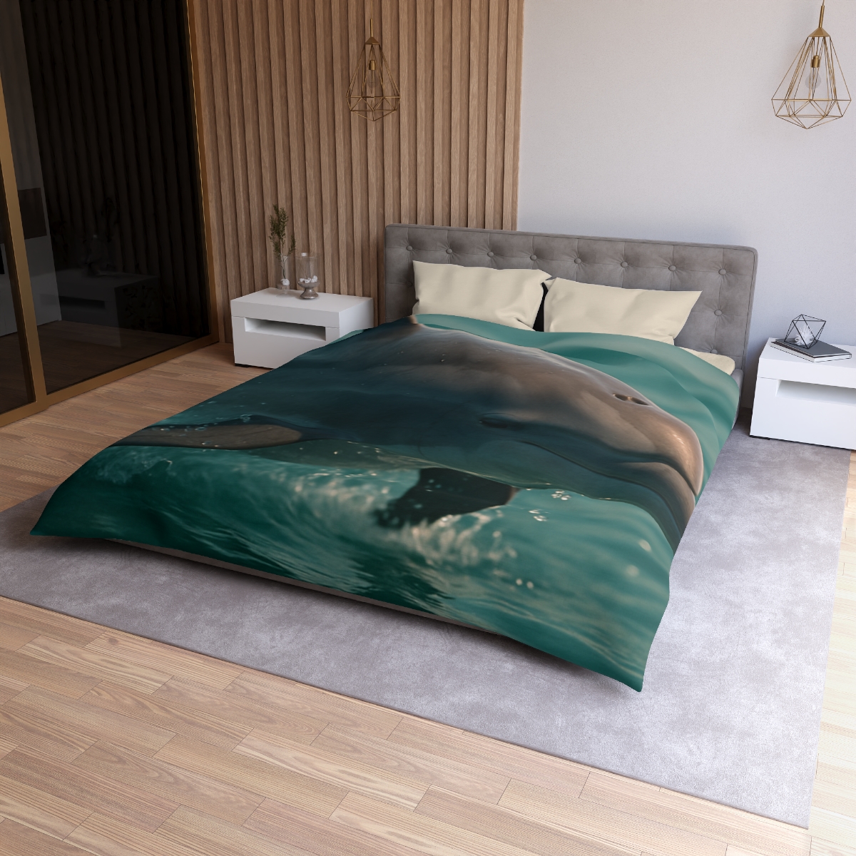 Silver Glide Bottlenose Dolphin personalized bedding duvets