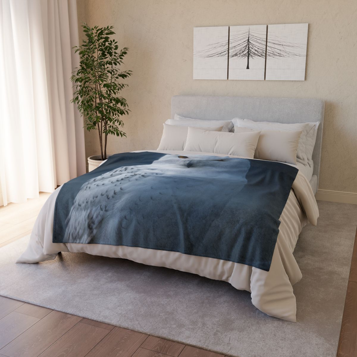 Moonlit Sentinel Snowy Owl stylish throw blankets