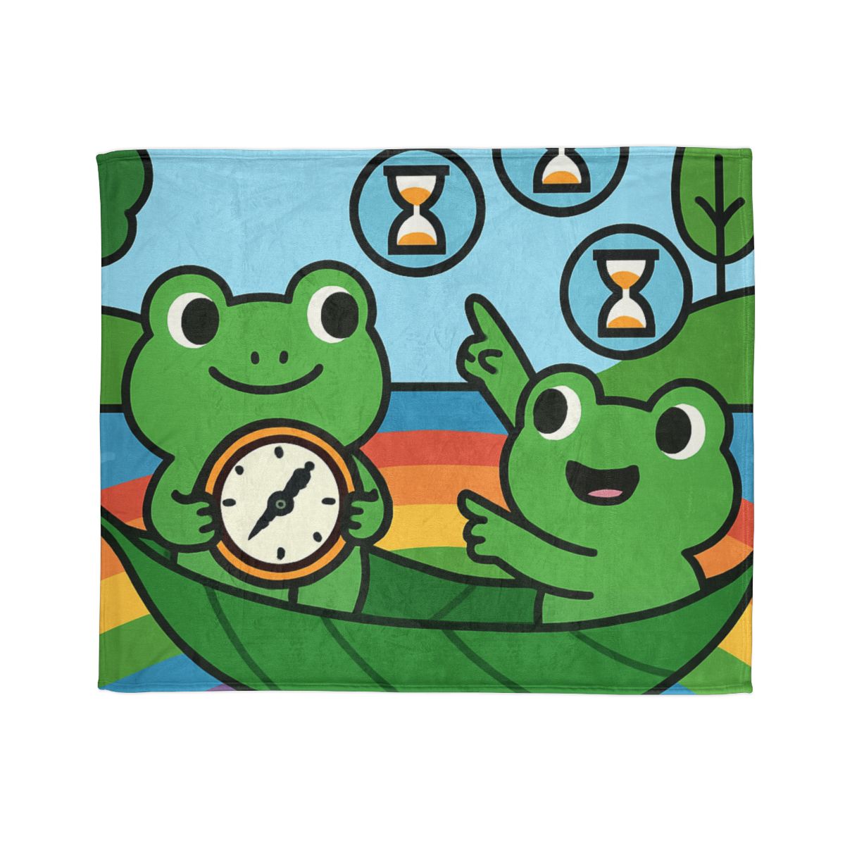 Rainbow River Time Travel Frogs soft fleece blankets