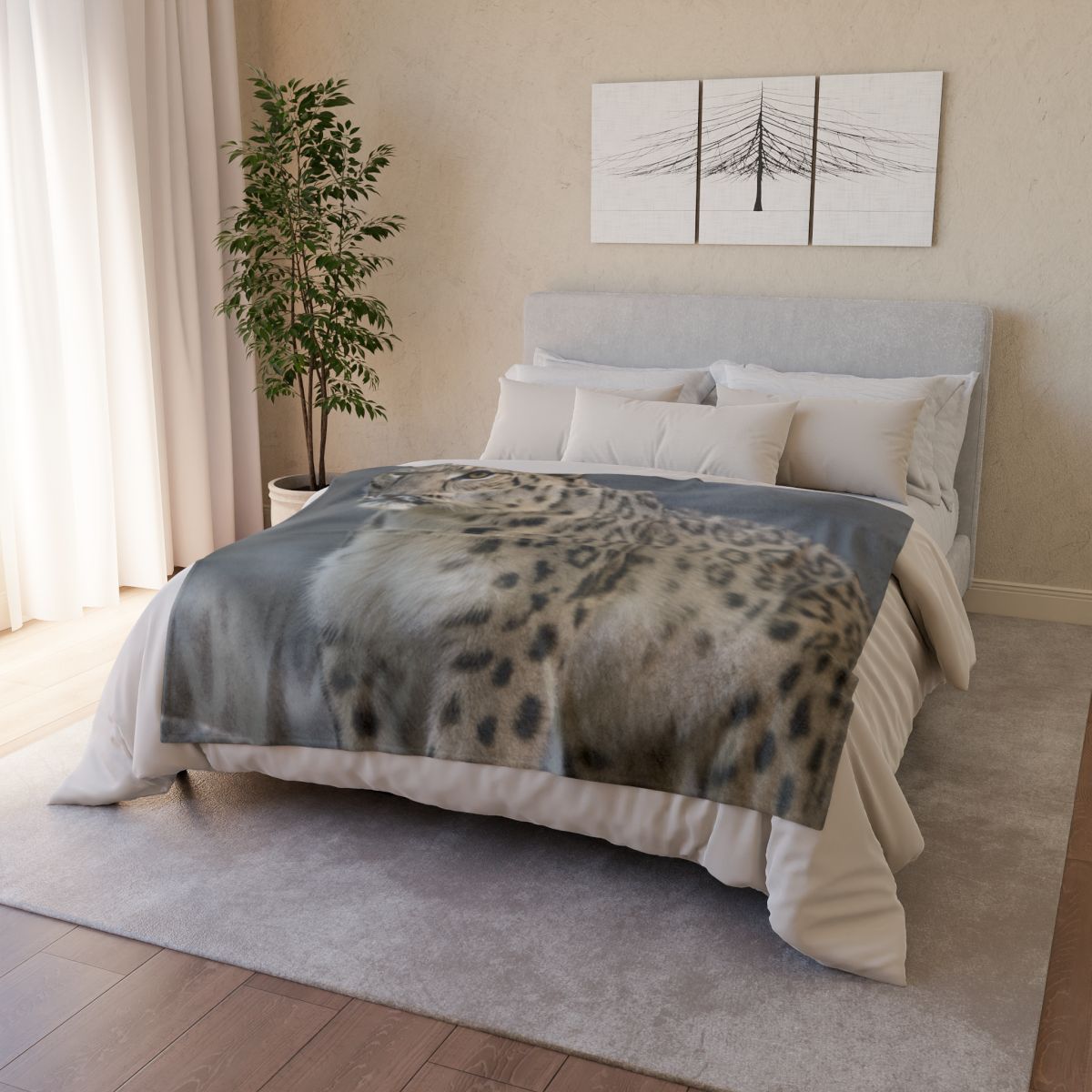 Snow Leopard Silent Summit soft fleece blankets
