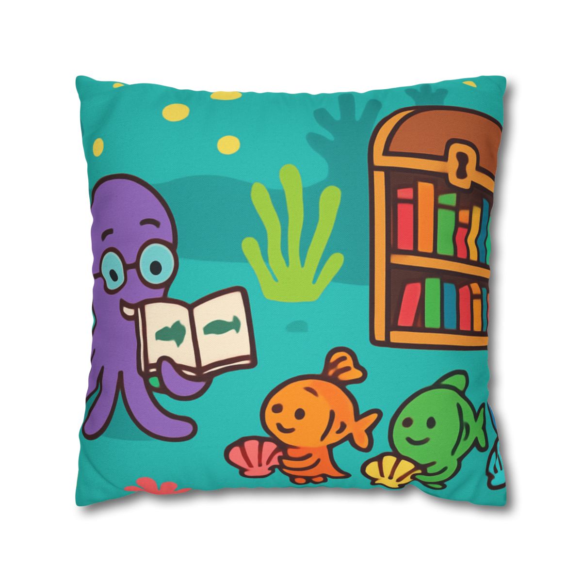 Coral Reef Library With The Octopus Librarian unique gift pillow cases