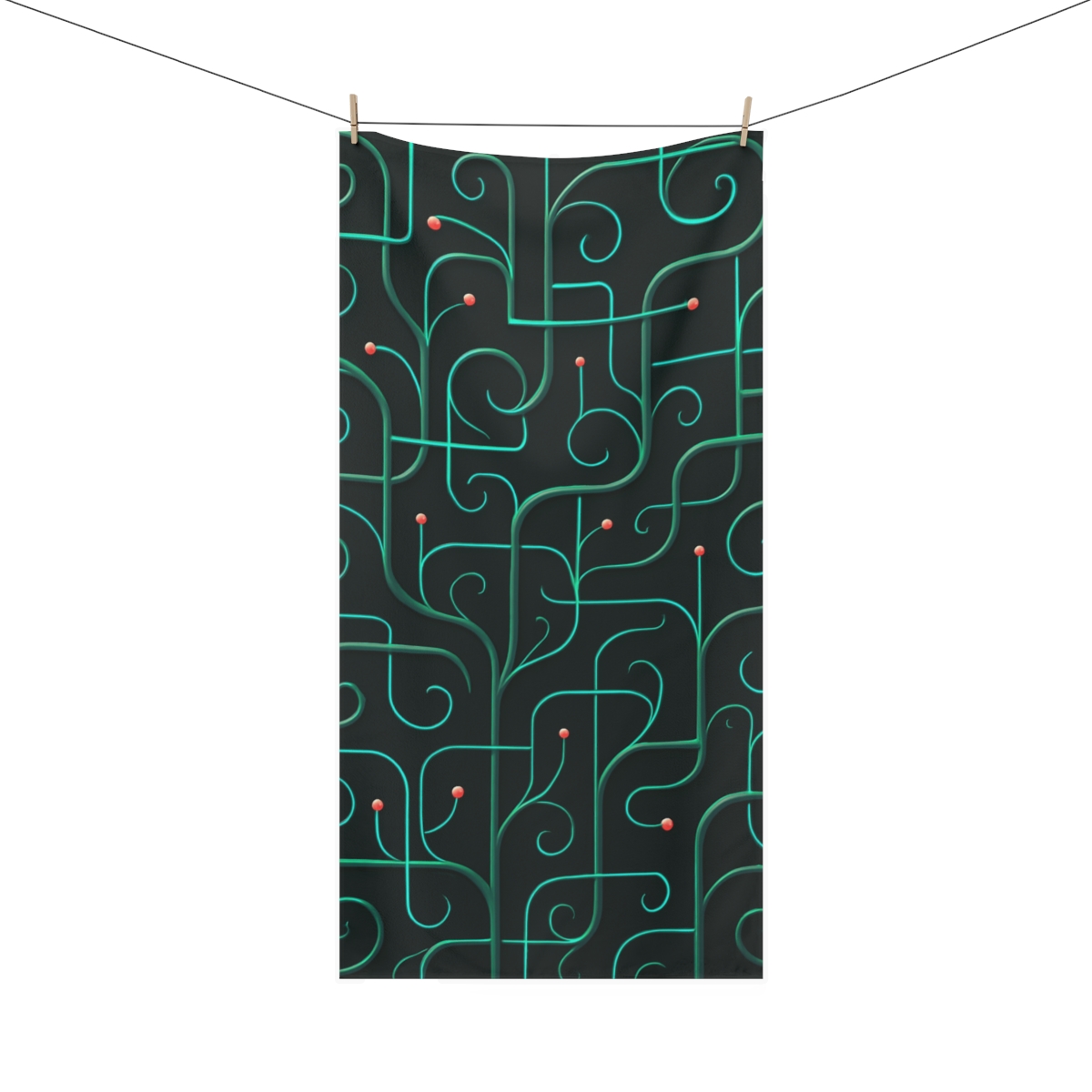 Vine Curl Circuitry designer printed towels