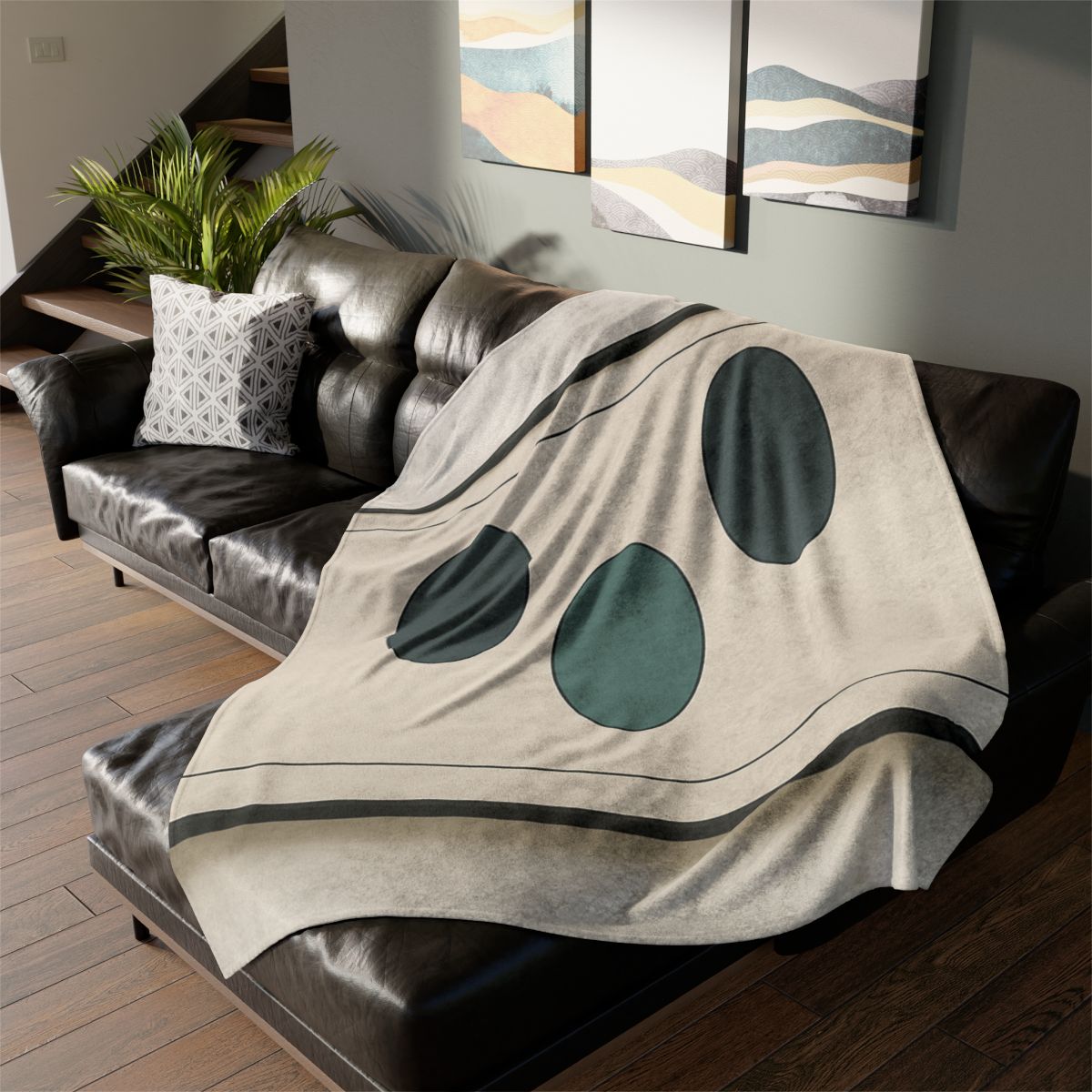 Trio Of Offset Ovals soft fleece blankets