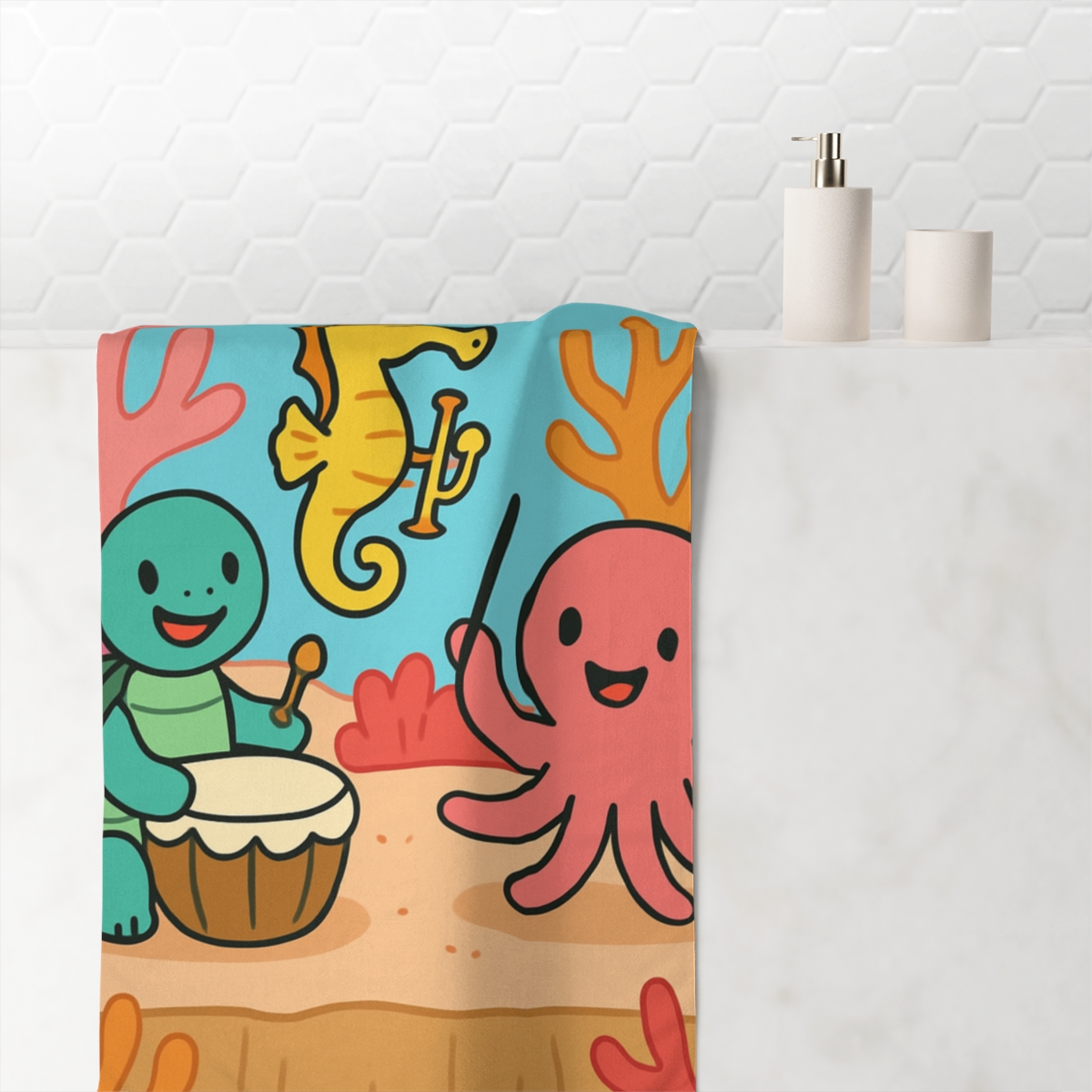 Coral Reef Music Band Of Sea Creatures stylish beach towels