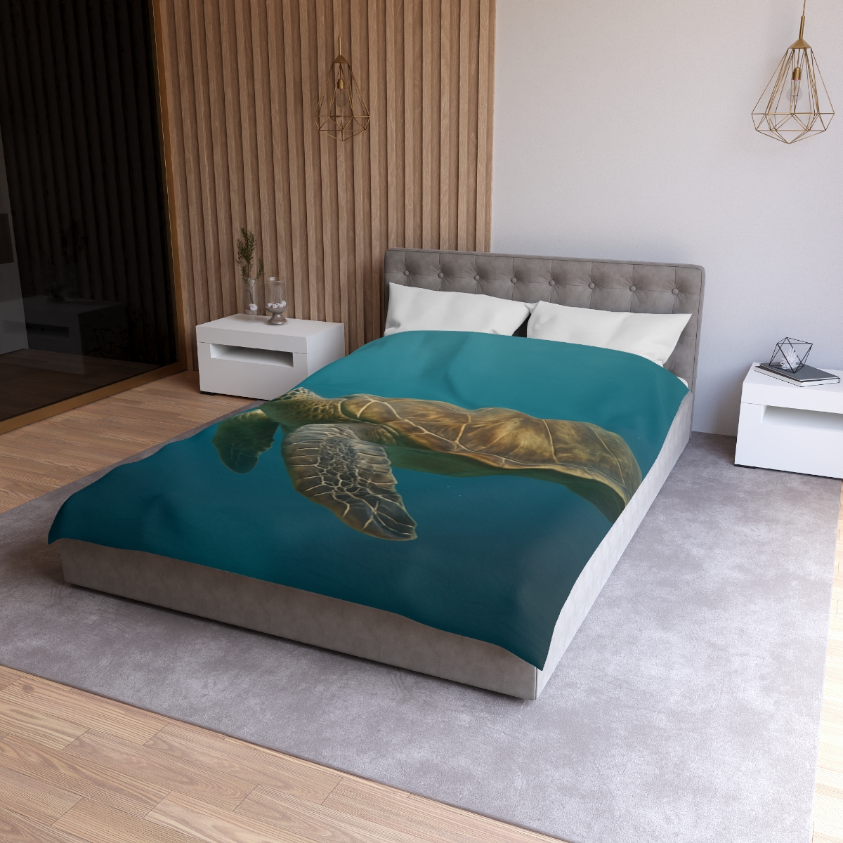 Emerald Drift Green Sea Turtle warm winter duvets