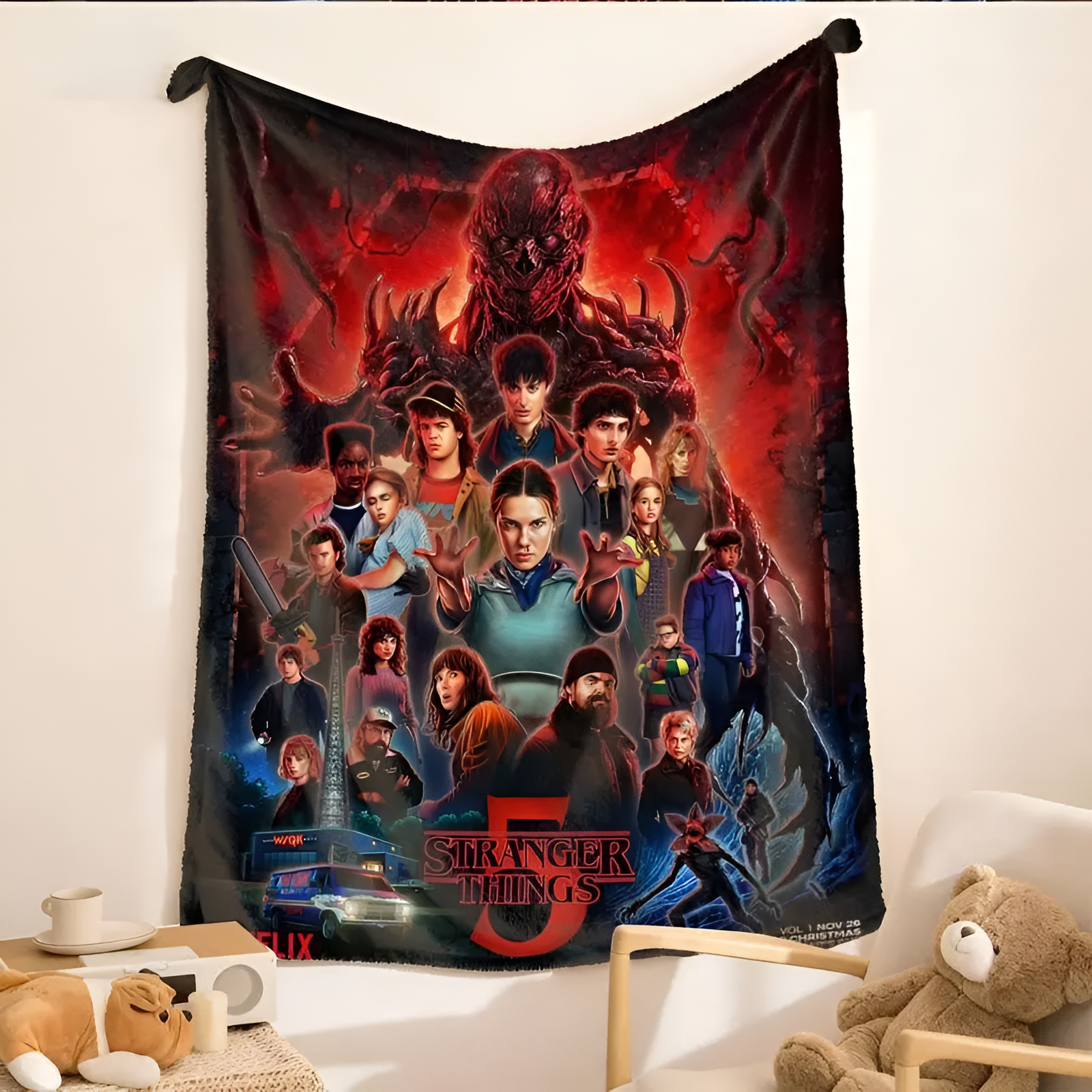 Stranger Things Season 5 Blanket Wrap Up the Final Battle – Stranger Things 5 Blanket, Where Courage Meets Comfort Super Soft Flannel Fleece,Christmas and Halloween Gifts Lightweight Cozy Plush for Sofa Couch Bed Travel.