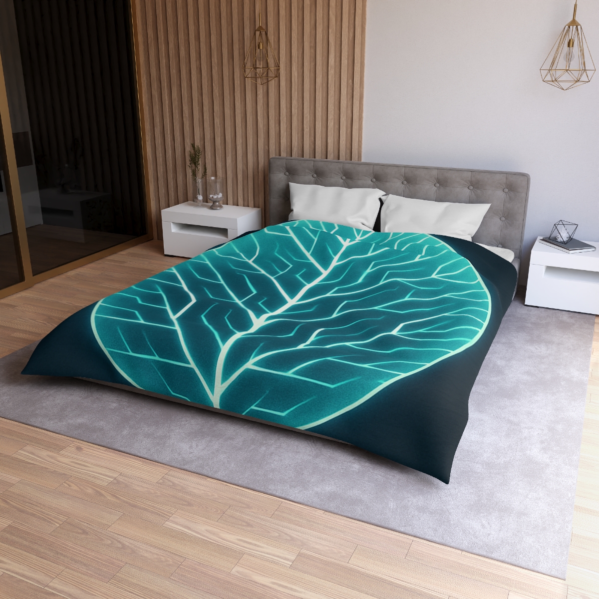 Galactic Leaf Vein Circuit stylish duvet covers