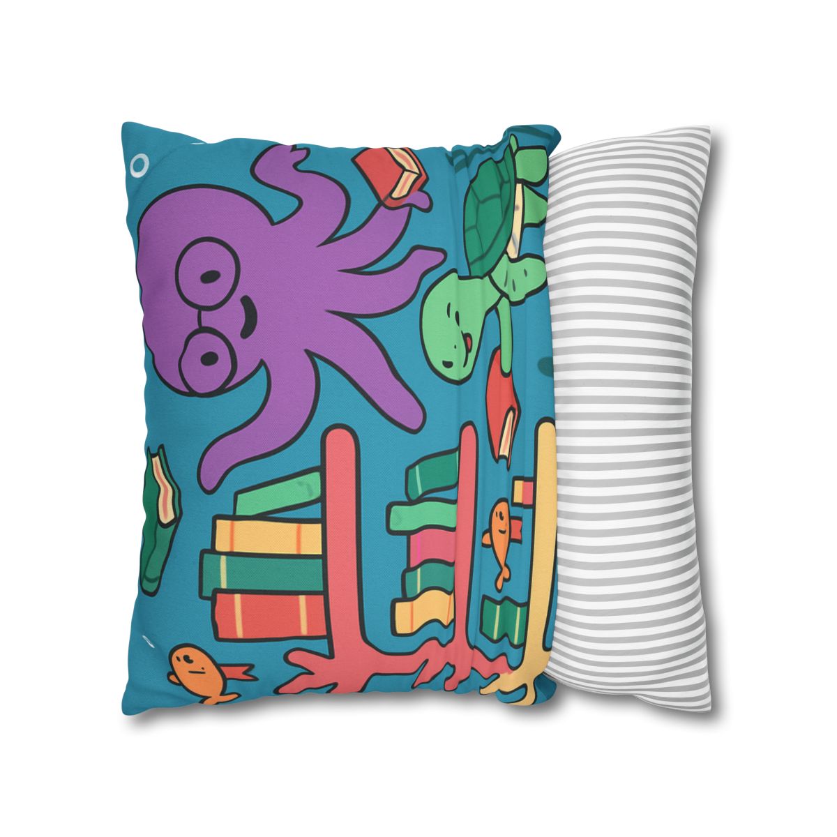 Coral Library And The Octopus Librarian stylish decorative pillowcases