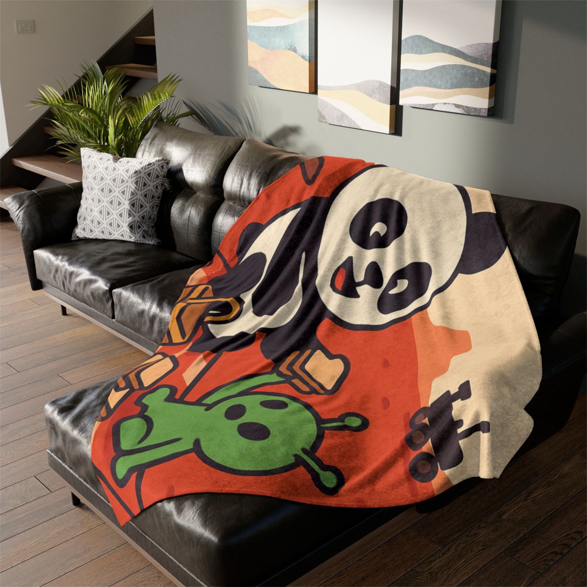 Martian Panda Picnic personalized cozy blankets
