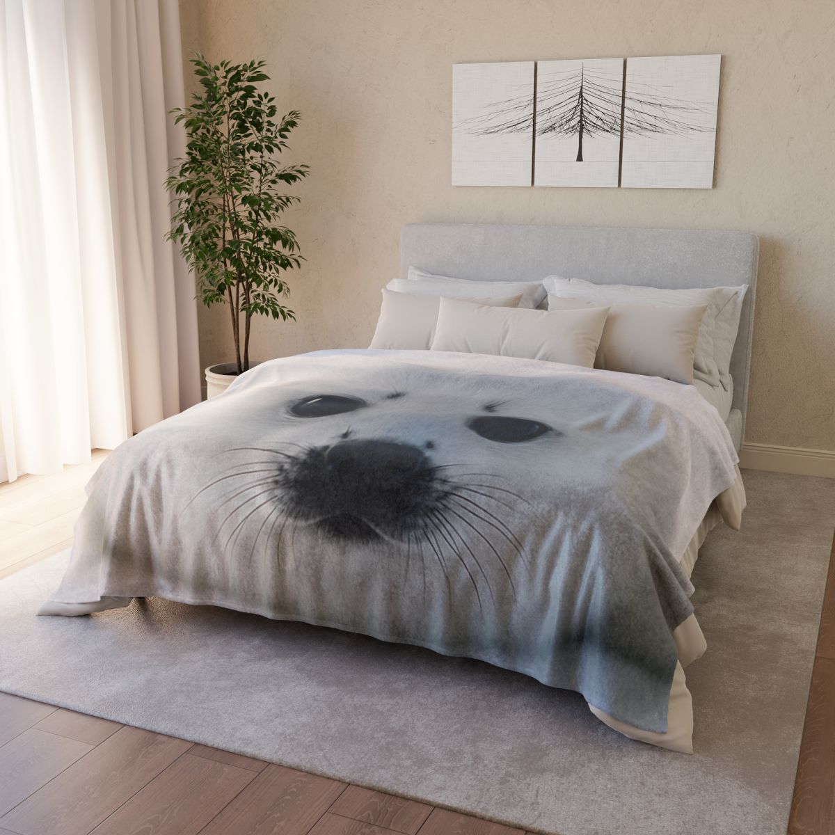 Snow Dream Harp Seal Pup personalized cozy blankets