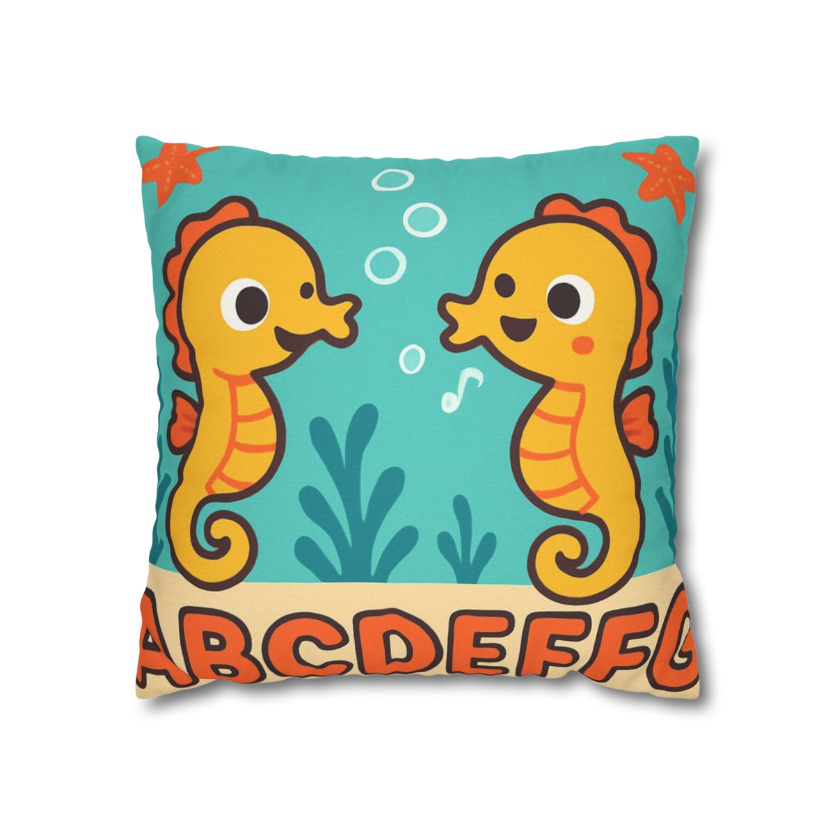 Underwater Alphabet Reef With Singing Seahorses personalized pillow covers