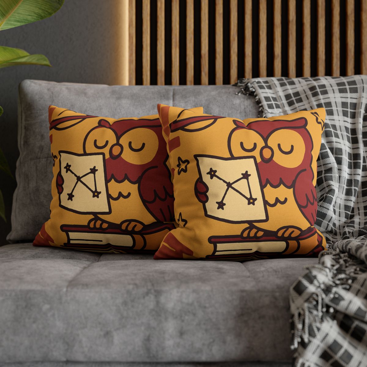 Cosmic Owl Library trendy patterned pillow cases