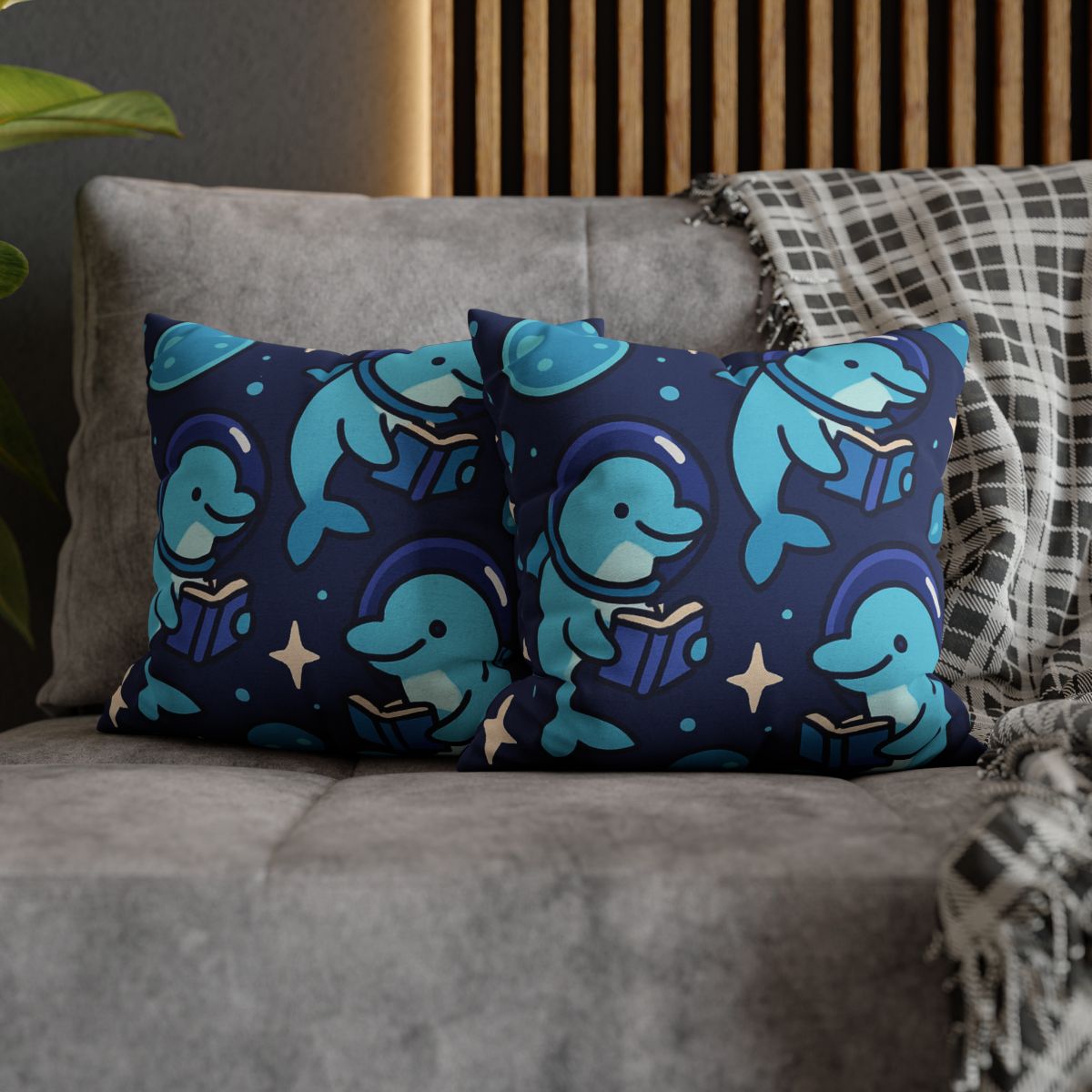 Space School Of Curious Dolphins comfortable bedding pillow covers