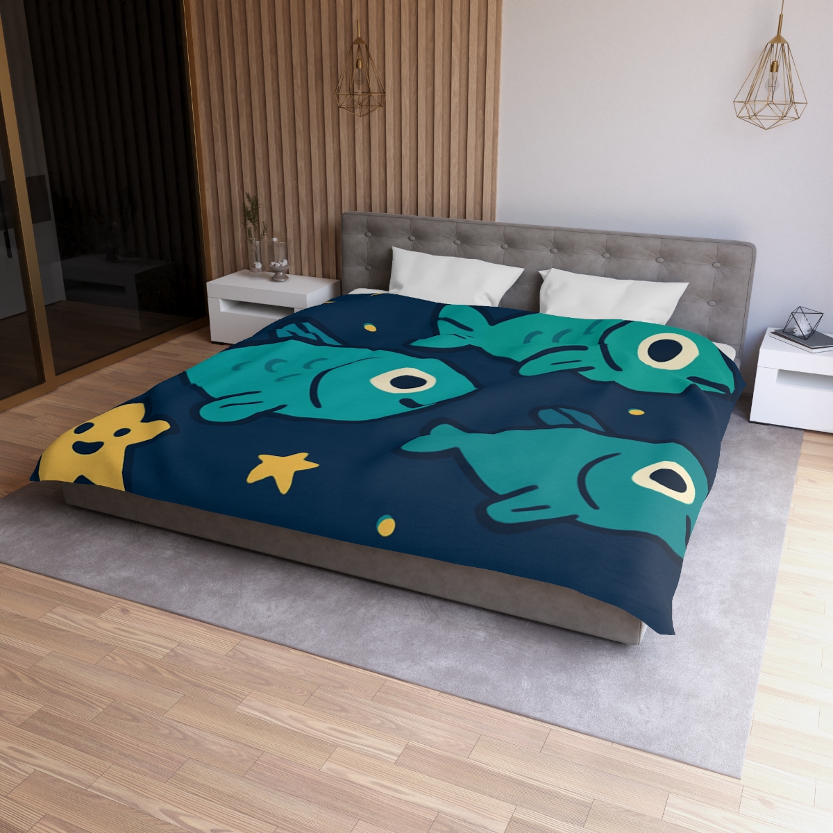 Starry Space Fish School unique patterned duvets