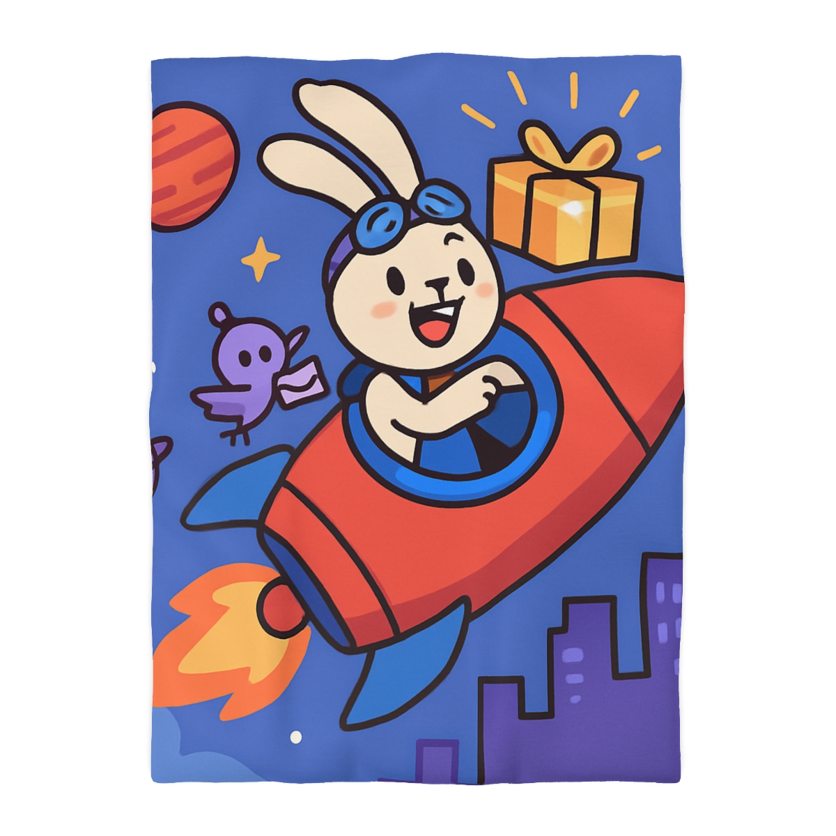 Rocket Rabbit Space Delivery custom duvets