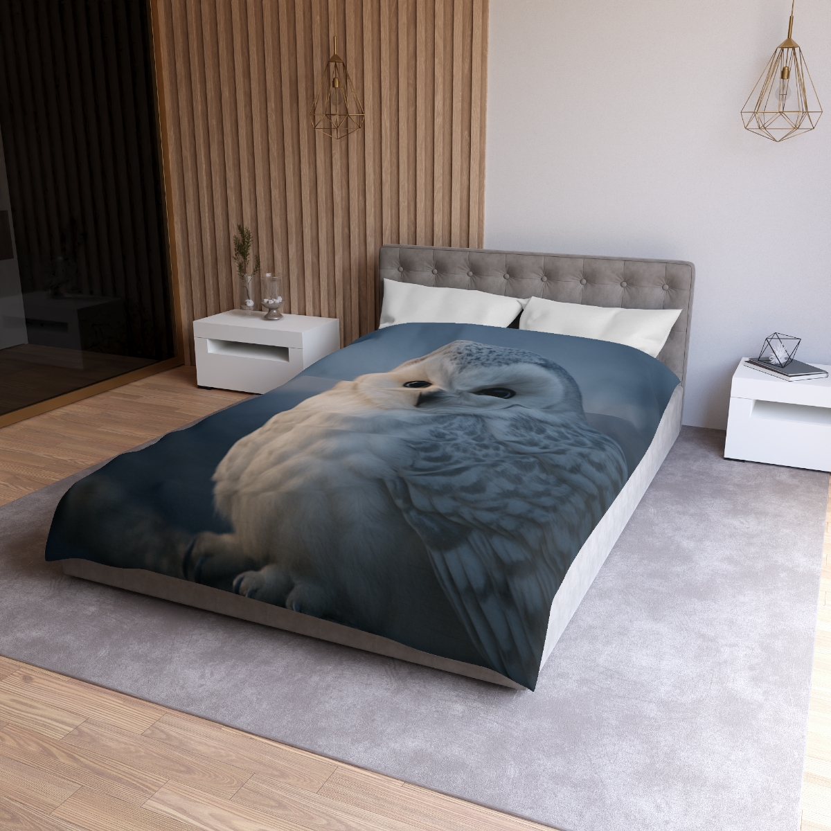 Twilight Watcher Snowy Owl personalized bedding duvets