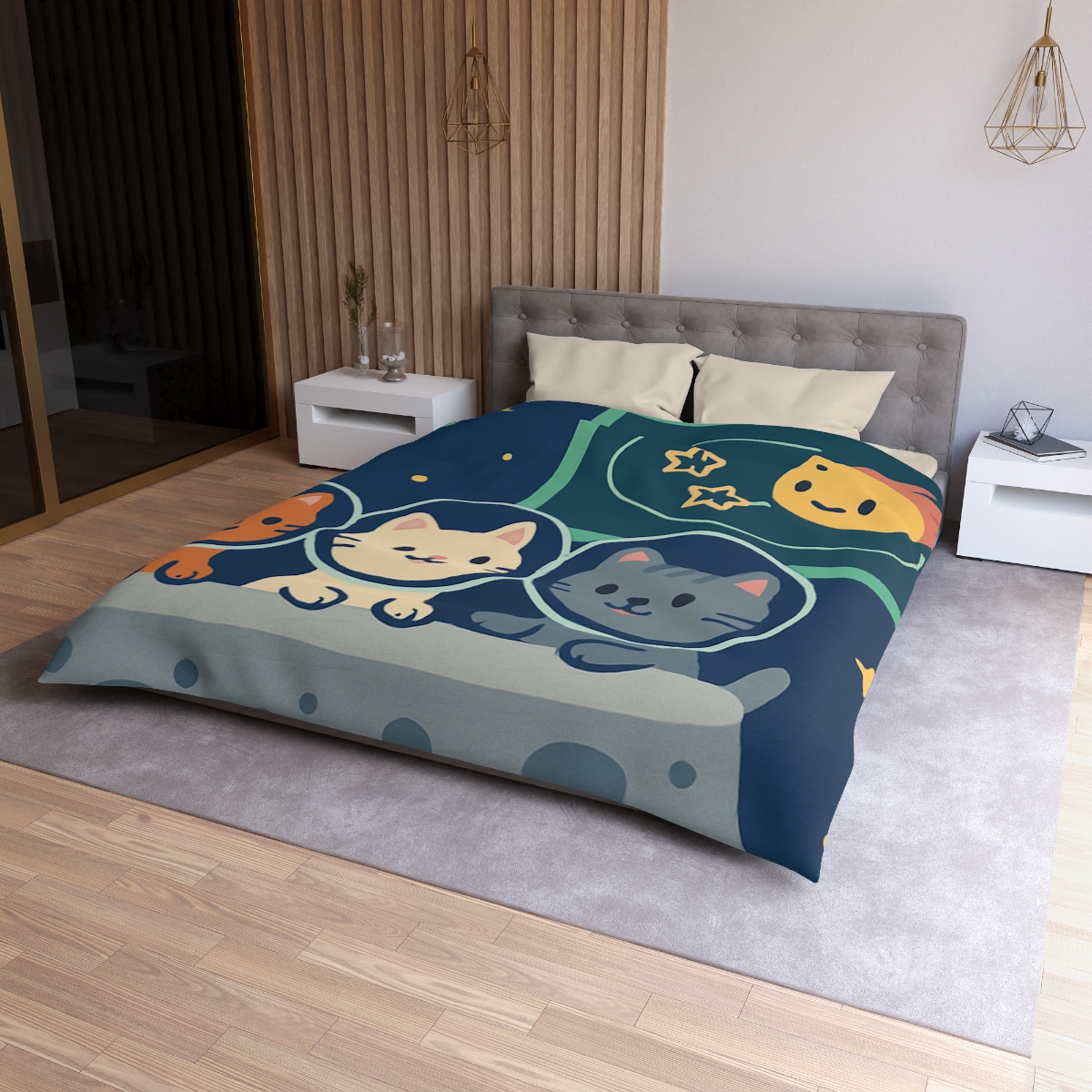 Comet Classroom For Curious Kittens designer printed duvets