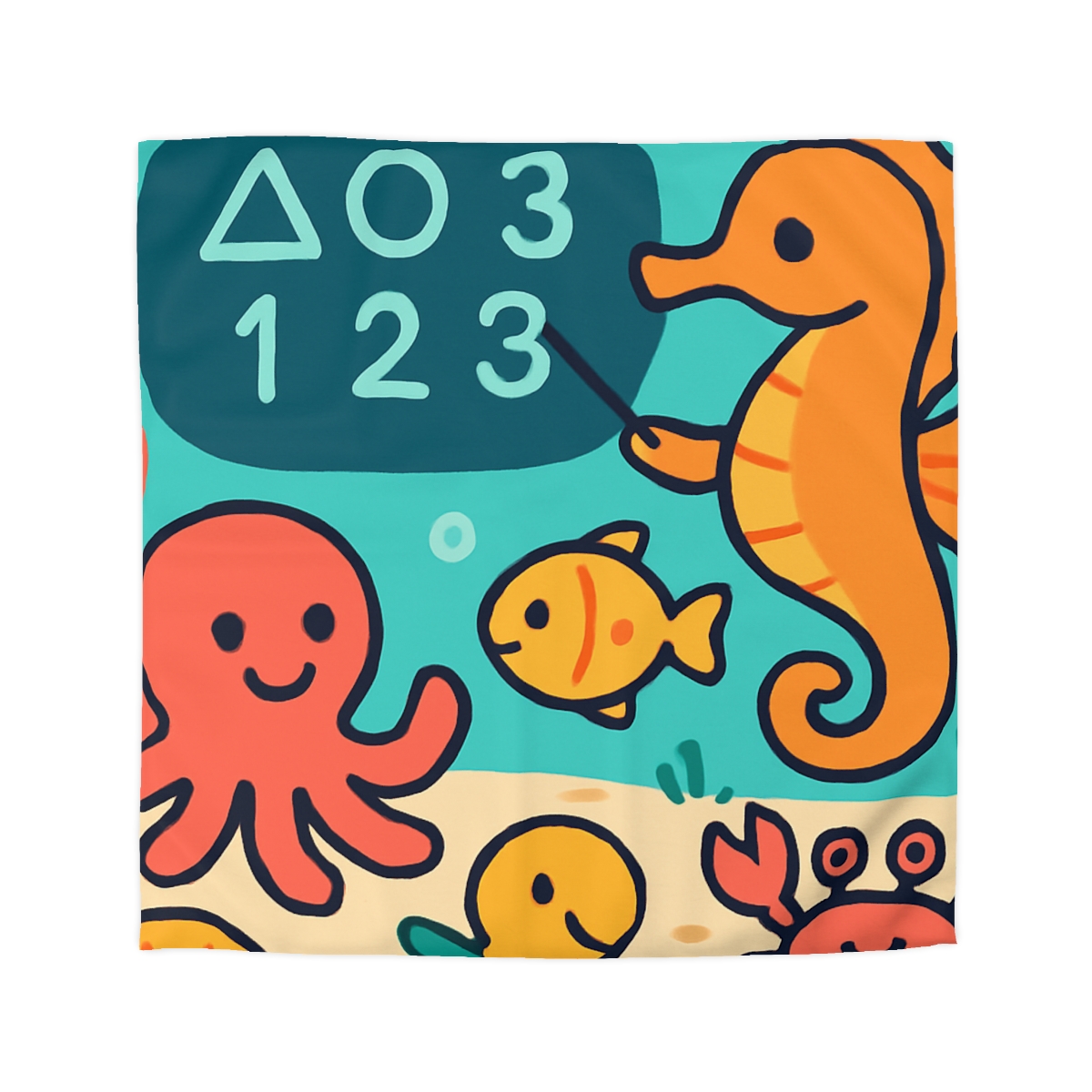 Coral Classroom With The Seahorse Teacher unique patterned duvets