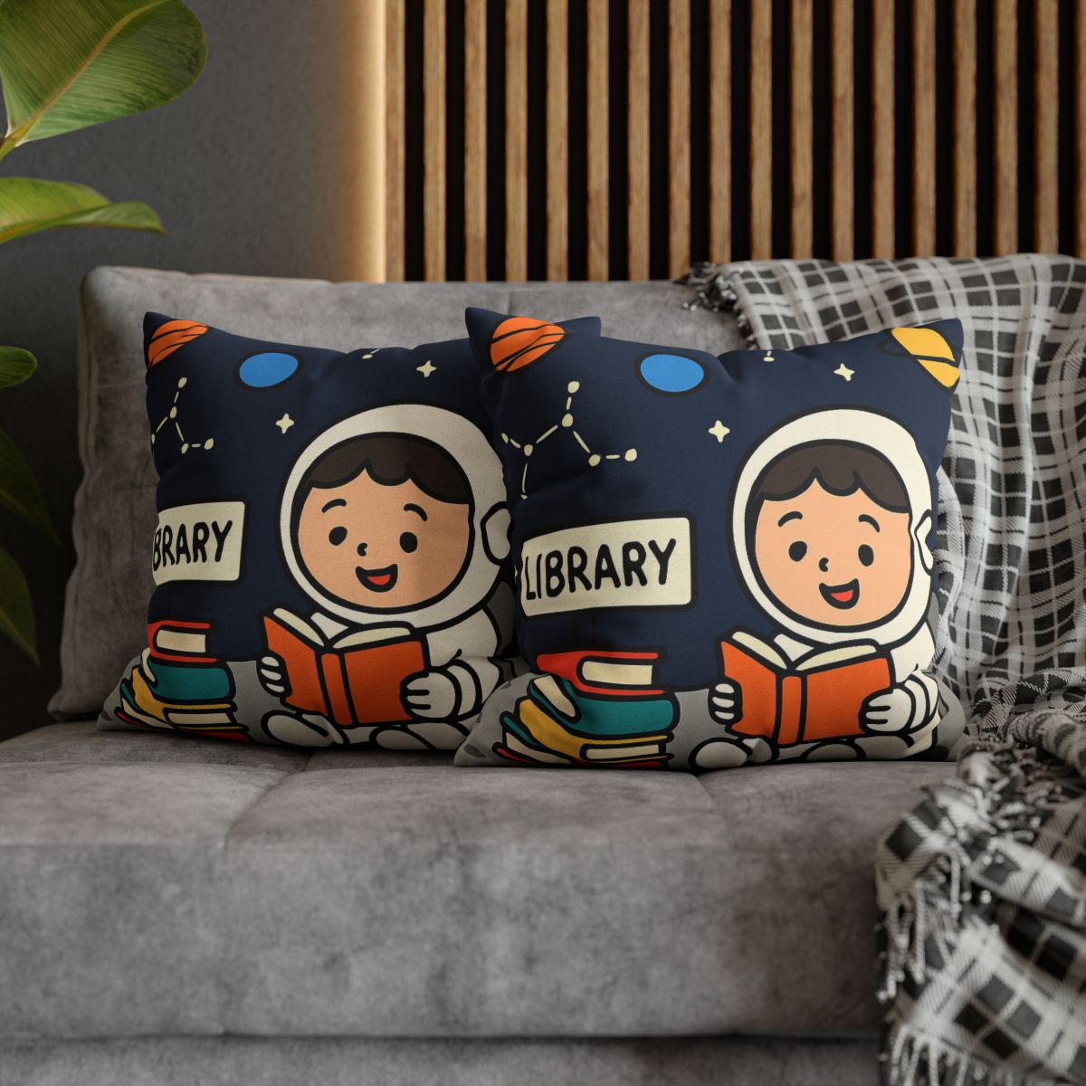 Galaxy Library On The Moon custom pillow cases