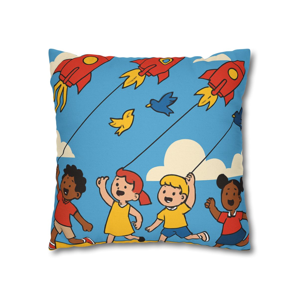 Rocket Kite Race designer print pillow cases