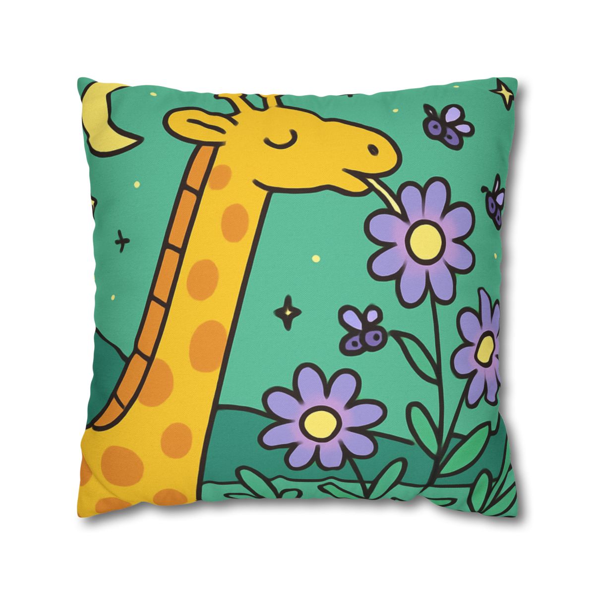 Galactic Garden Giraffe designer print pillow cases