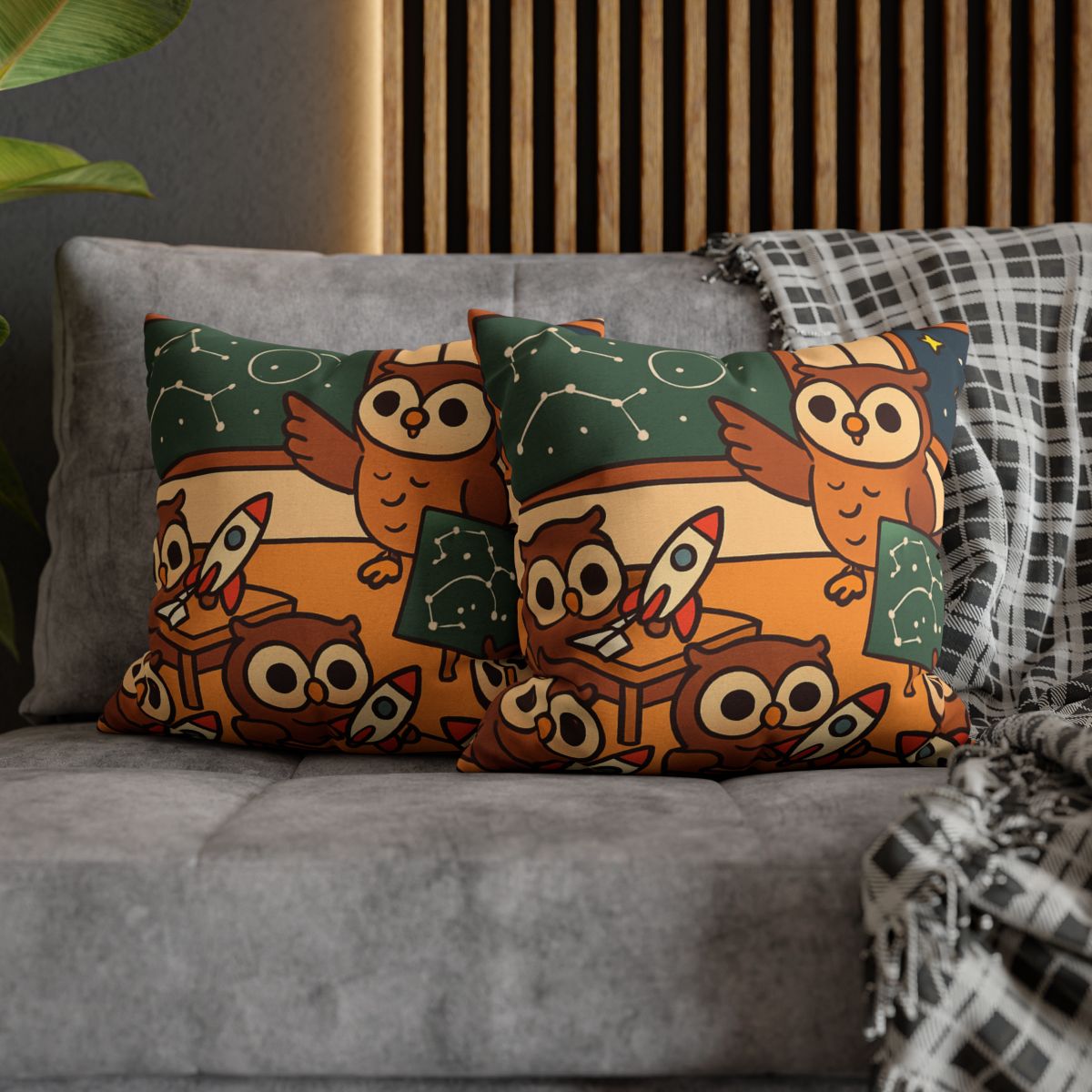 Rocket School Of Owls designer print pillow cases